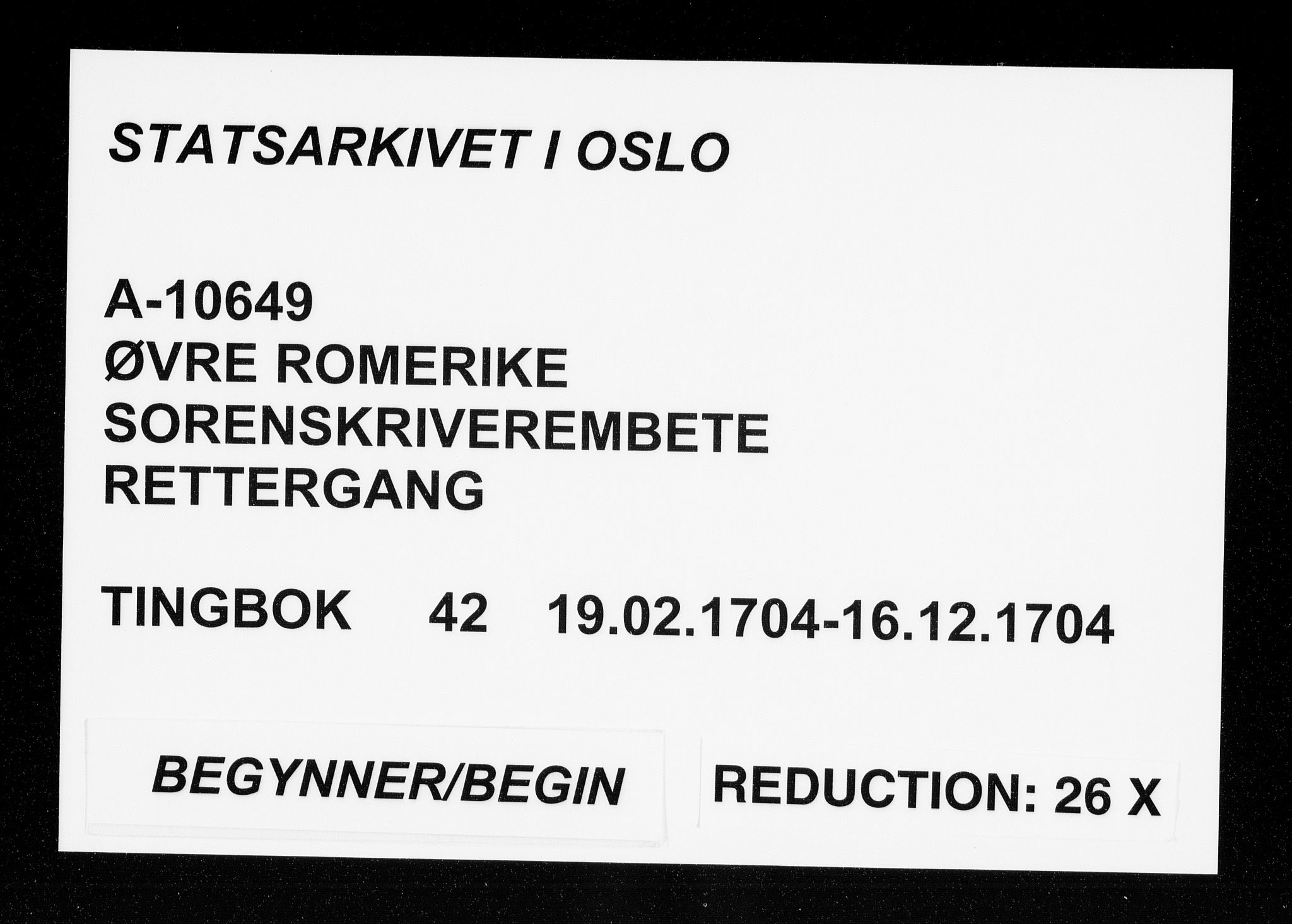 Øvre Romerike sorenskriveri, AV/SAO-A-10649/F/Fb/L0042: Tingbok 42, 1704