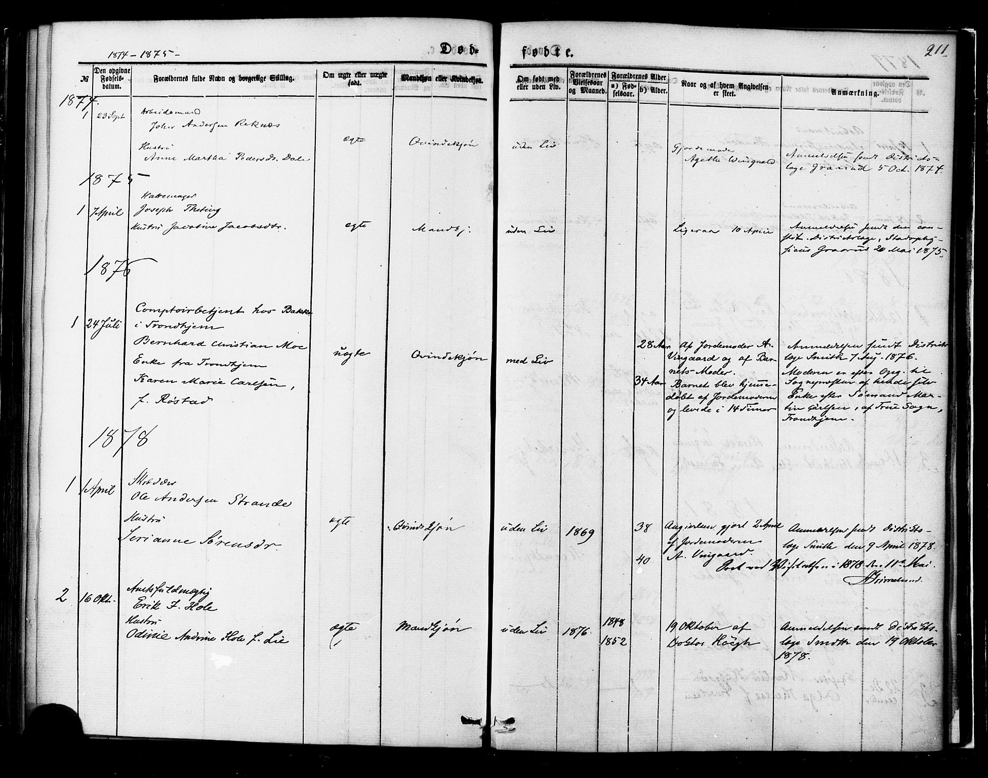 Ministerialprotokoller, klokkerbøker og fødselsregistre - Møre og Romsdal, SAT/A-1454/558/L0691: Parish register (official) no. 558A05, 1873-1886, p. 211