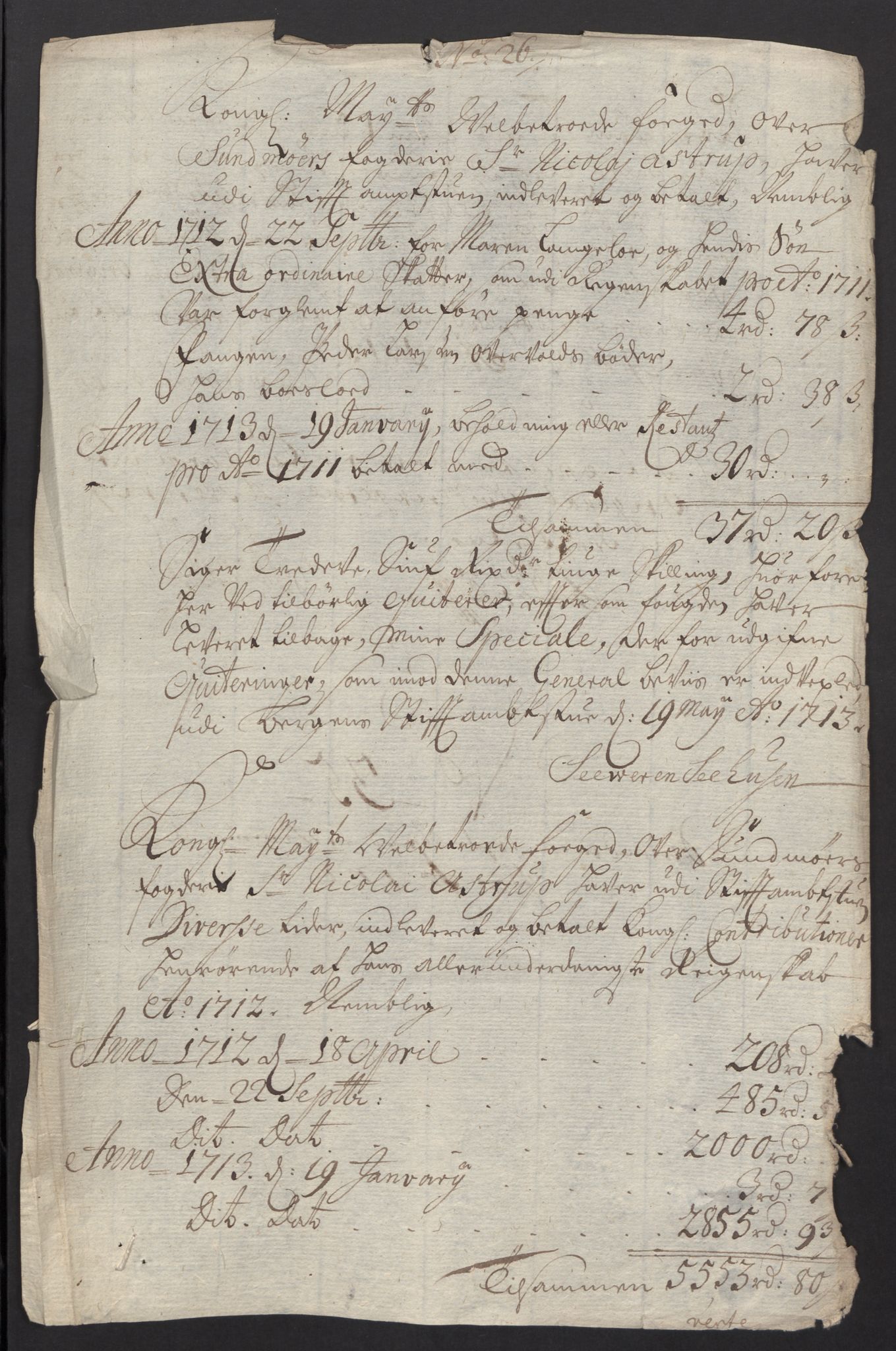 Rentekammeret inntil 1814, Reviderte regnskaper, Fogderegnskap, RA/EA-4092/R54/L3565: Fogderegnskap Sunnmøre, 1712-1713, p. 213