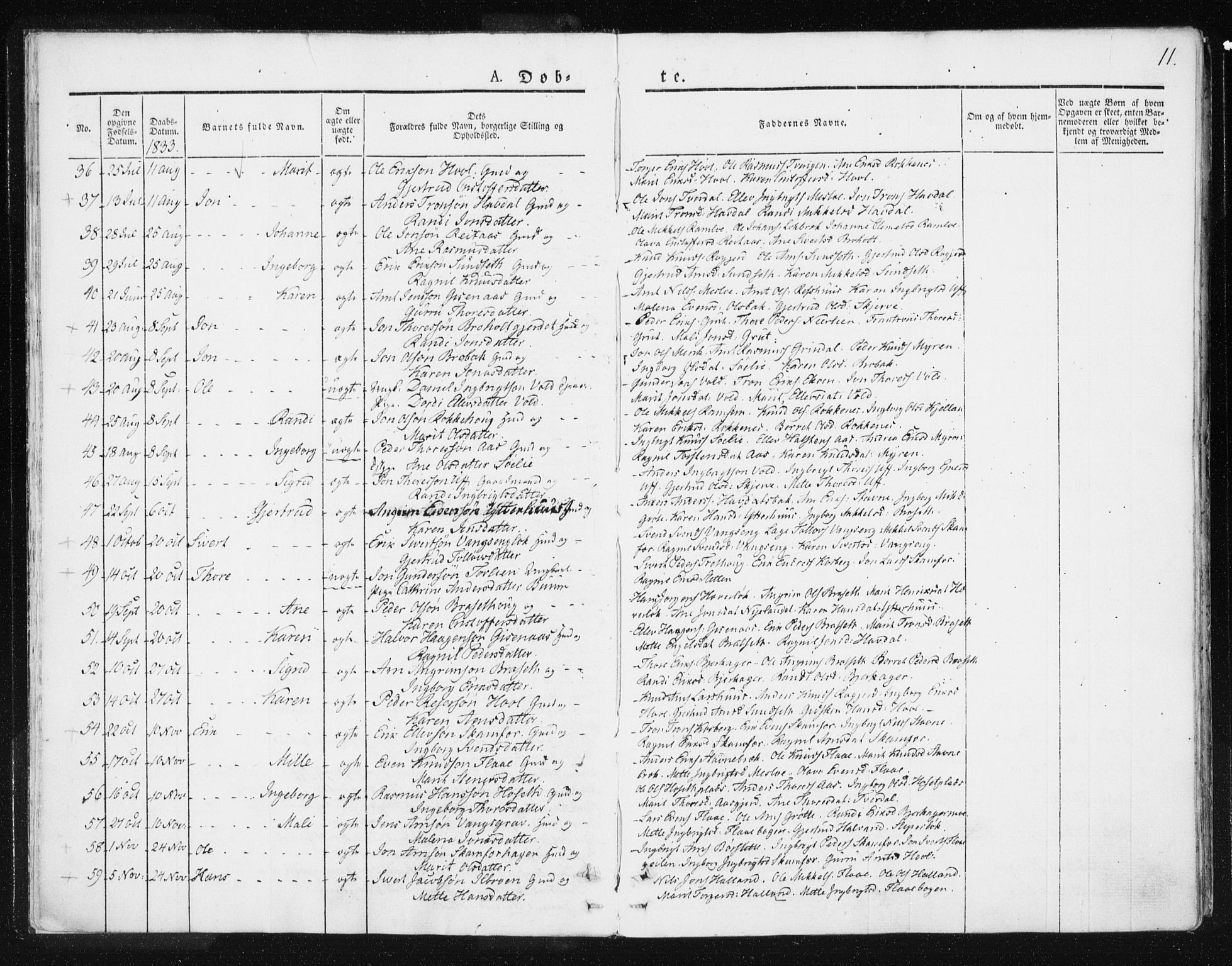 Ministerialprotokoller, klokkerbøker og fødselsregistre - Sør-Trøndelag, SAT/A-1456/674/L0869: Parish register (official) no. 674A01, 1829-1860, p. 11