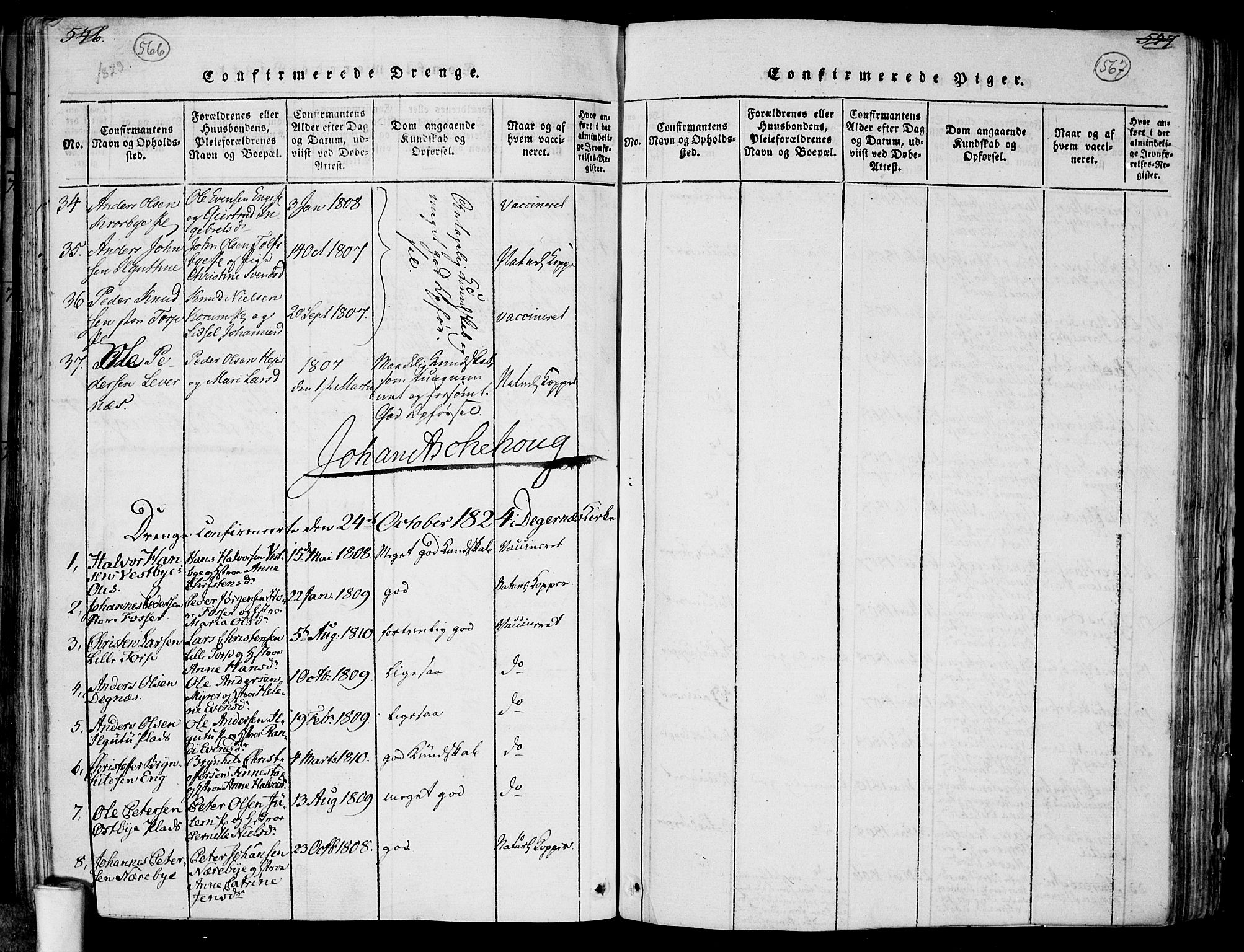 Rakkestad prestekontor Kirkebøker, SAO/A-2008/F/Fa/L0006: Parish register (official) no. I 6, 1814-1824, p. 566-567