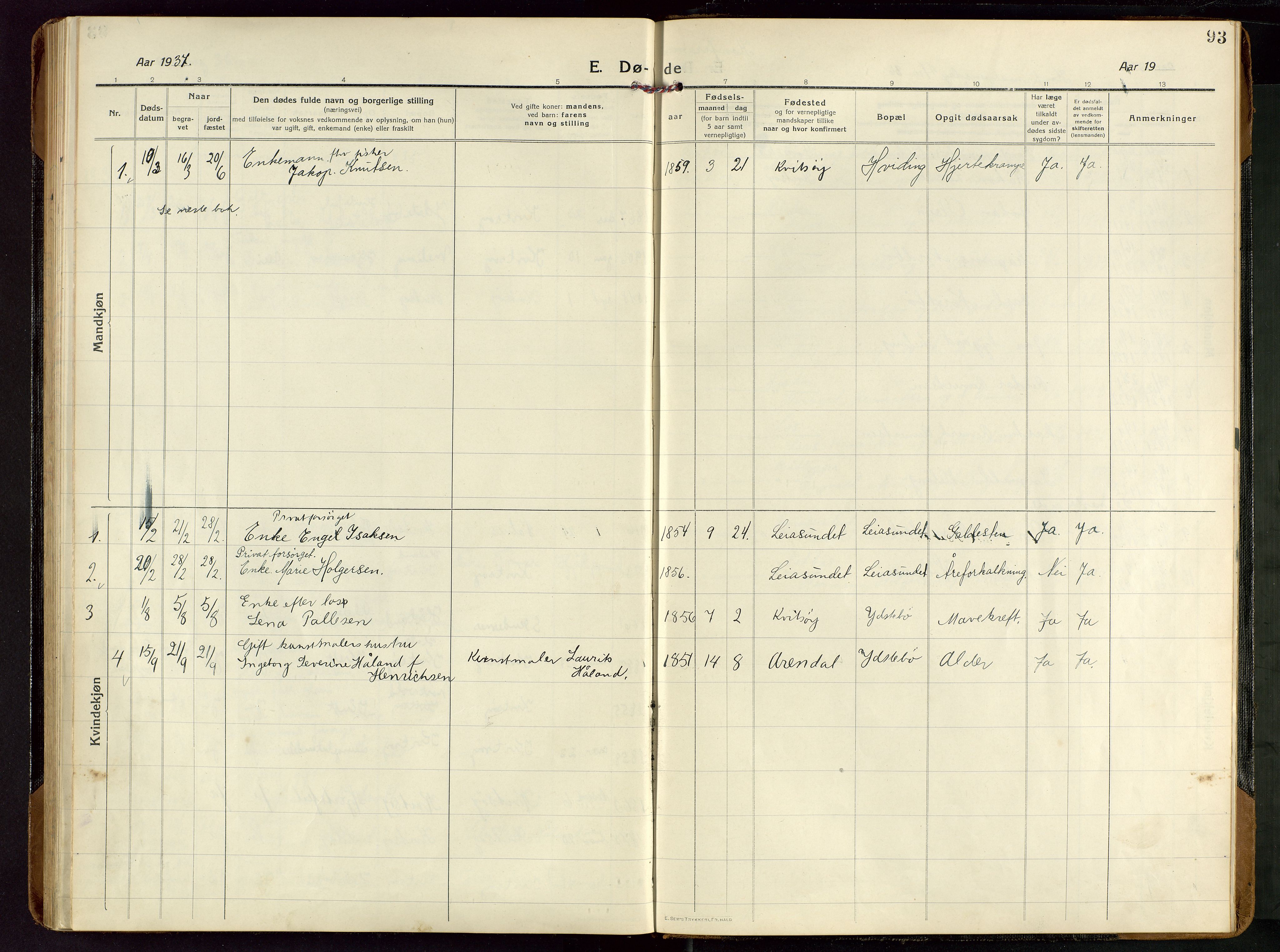 Rennesøy sokneprestkontor, SAST/A -101827/H/Ha/Haa/L0018: Parish register (official) no. A 18, 1917-1937, p. 93