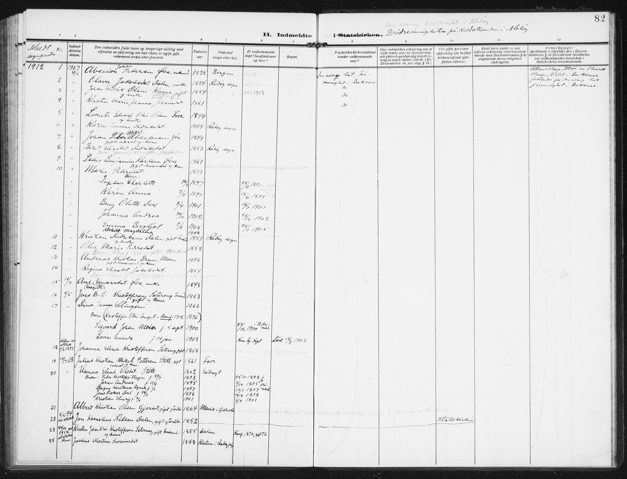 Ministerialprotokoller, klokkerbøker og fødselsregistre - Nordland, SAT/A-1459/843/L0629: Parish register (official) no. 843A04, 1907-1925, p. 82