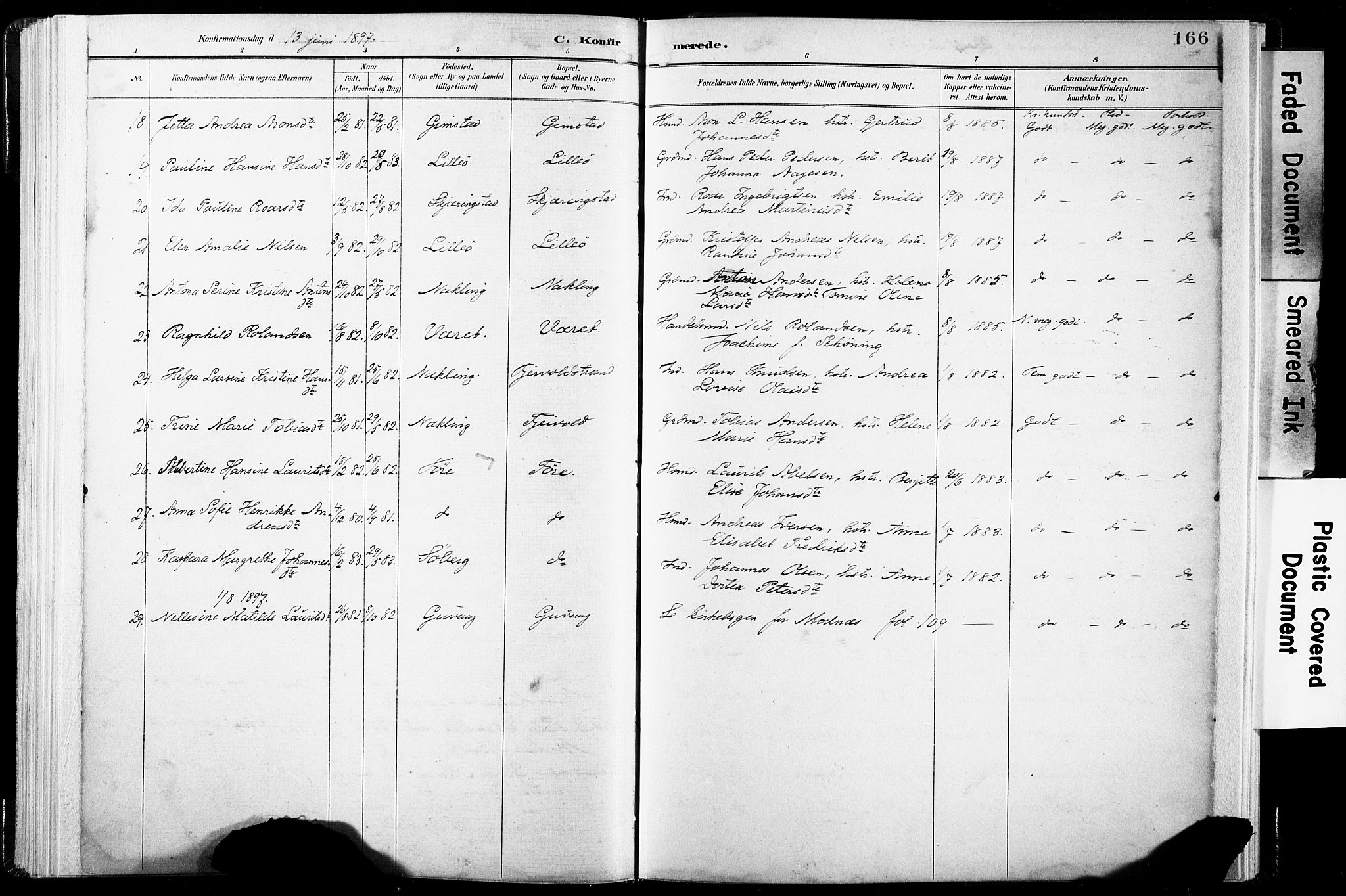 Ministerialprotokoller, klokkerbøker og fødselsregistre - Nordland, AV/SAT-A-1459/891/L1304: Parish register (official) no. 891A09, 1895-1921, p. 166