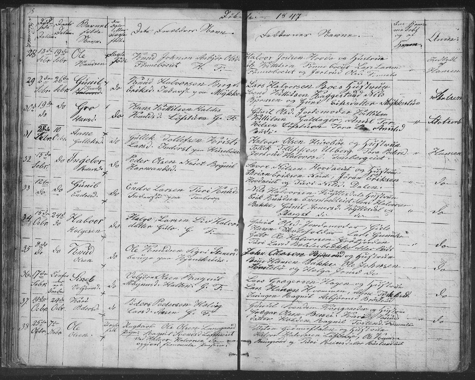 Nore kirkebøker, AV/SAKO-A-238/F/Fc/L0002: Parish register (official) no. III 2, 1836-1861, p. 38