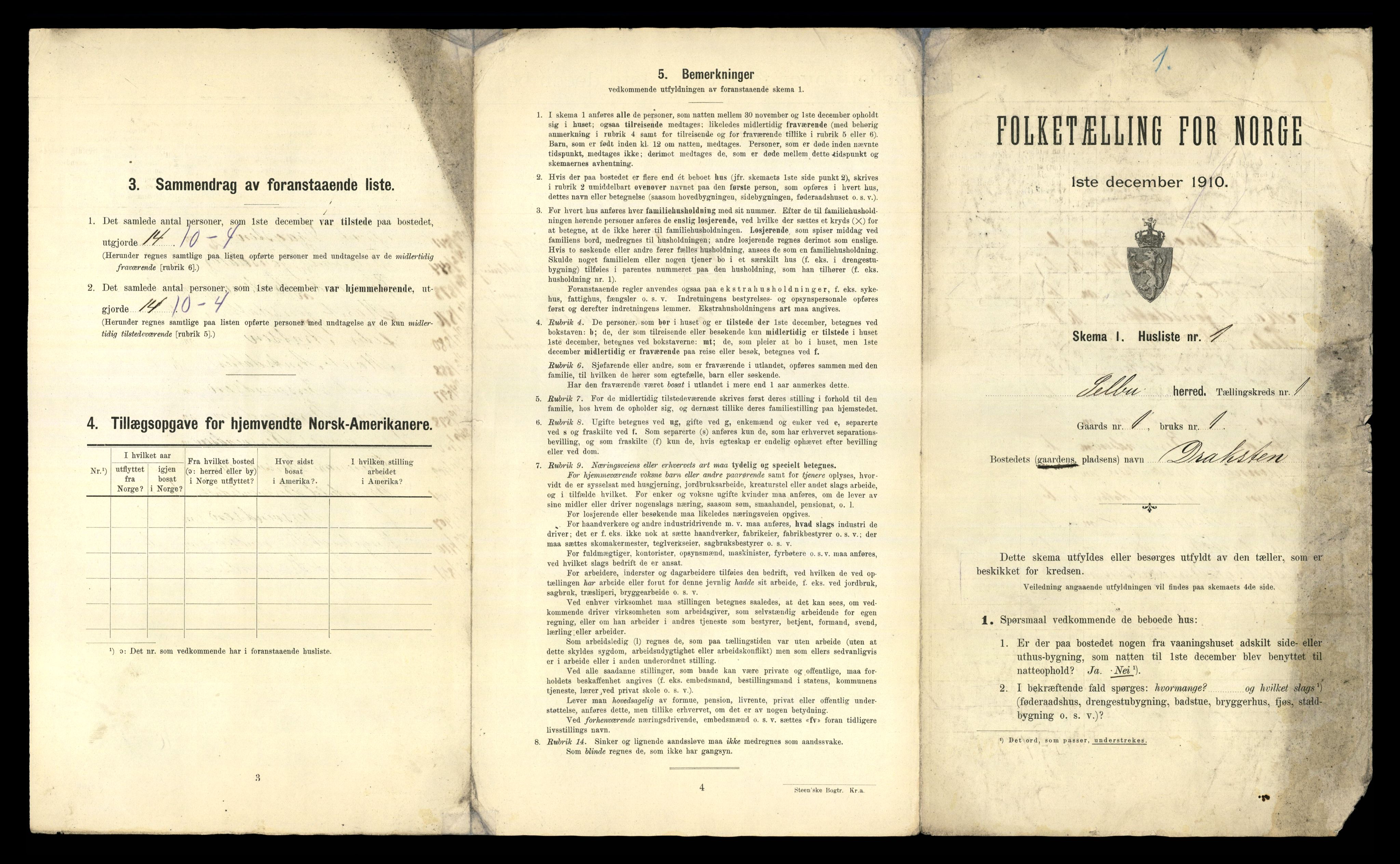 RA, 1910 census for Selbu, 1910, p. 56