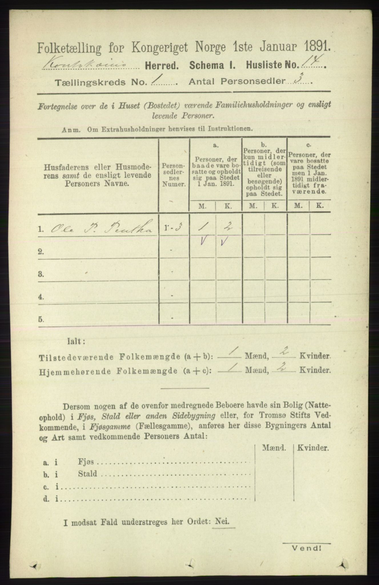 RA, 1891 census for 2011 Kautokeino, 1891, p. 27