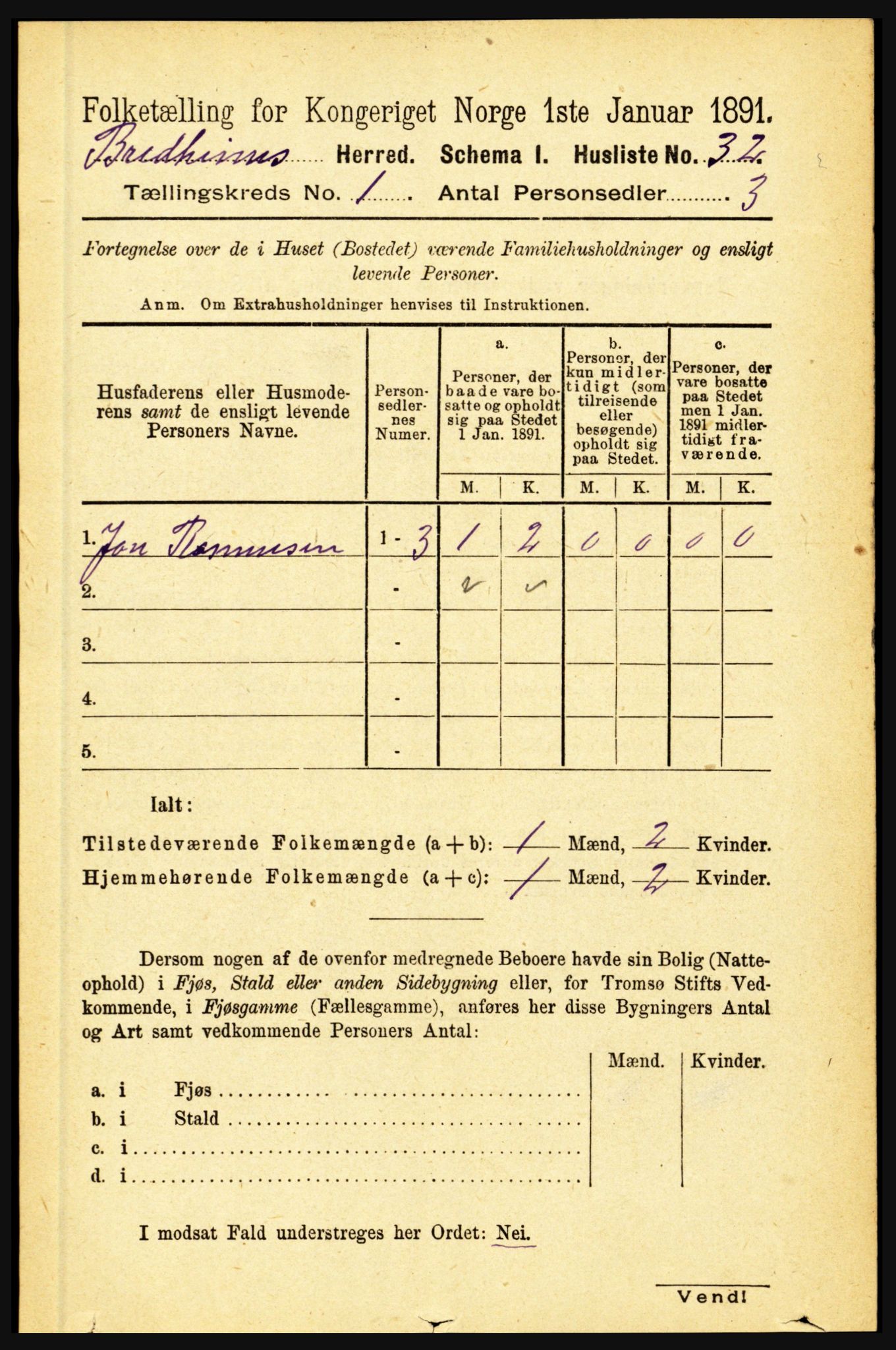 RA, 1891 census for 1446 Breim, 1891, p. 50