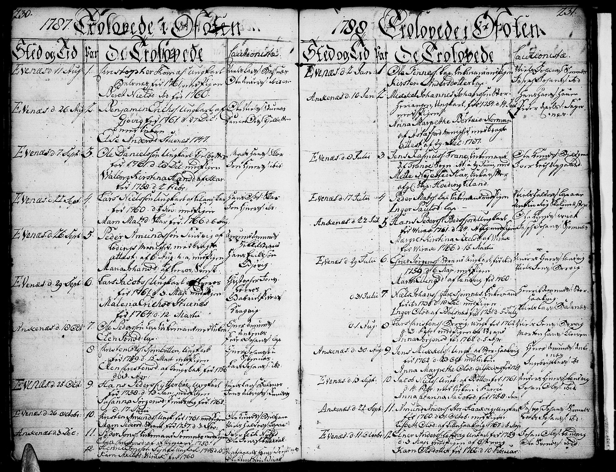 Ministerialprotokoller, klokkerbøker og fødselsregistre - Nordland, SAT/A-1459/863/L0892: Parish register (official) no. 863A04, 1765-1794, p. 230-231