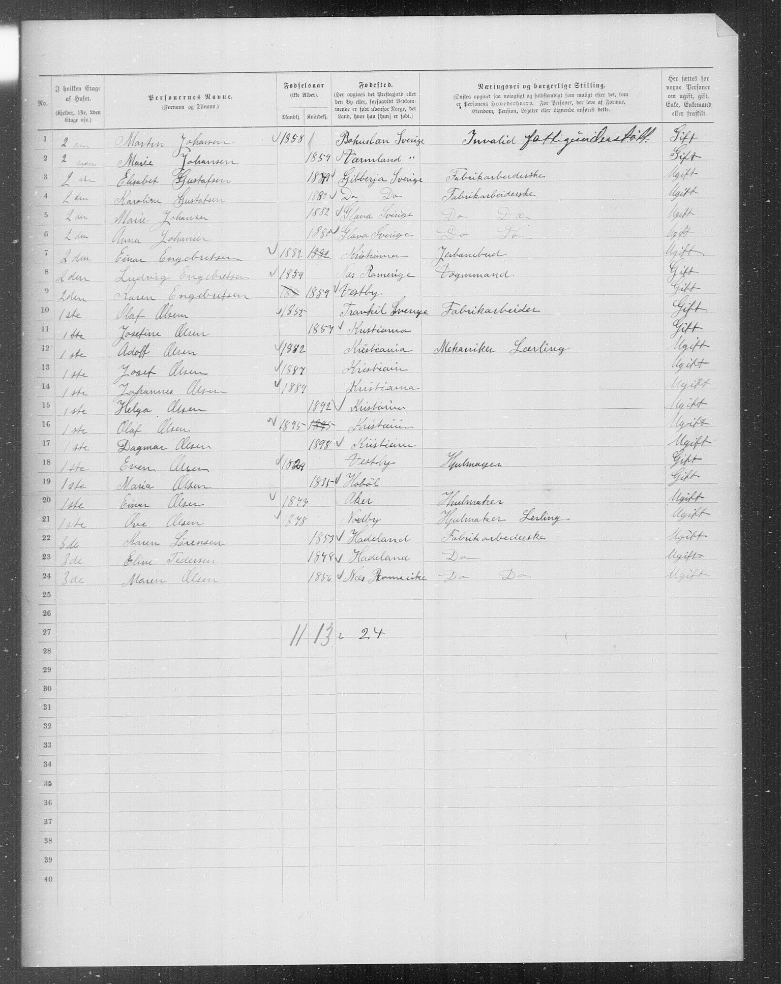 OBA, Municipal Census 1899 for Kristiania, 1899, p. 6953