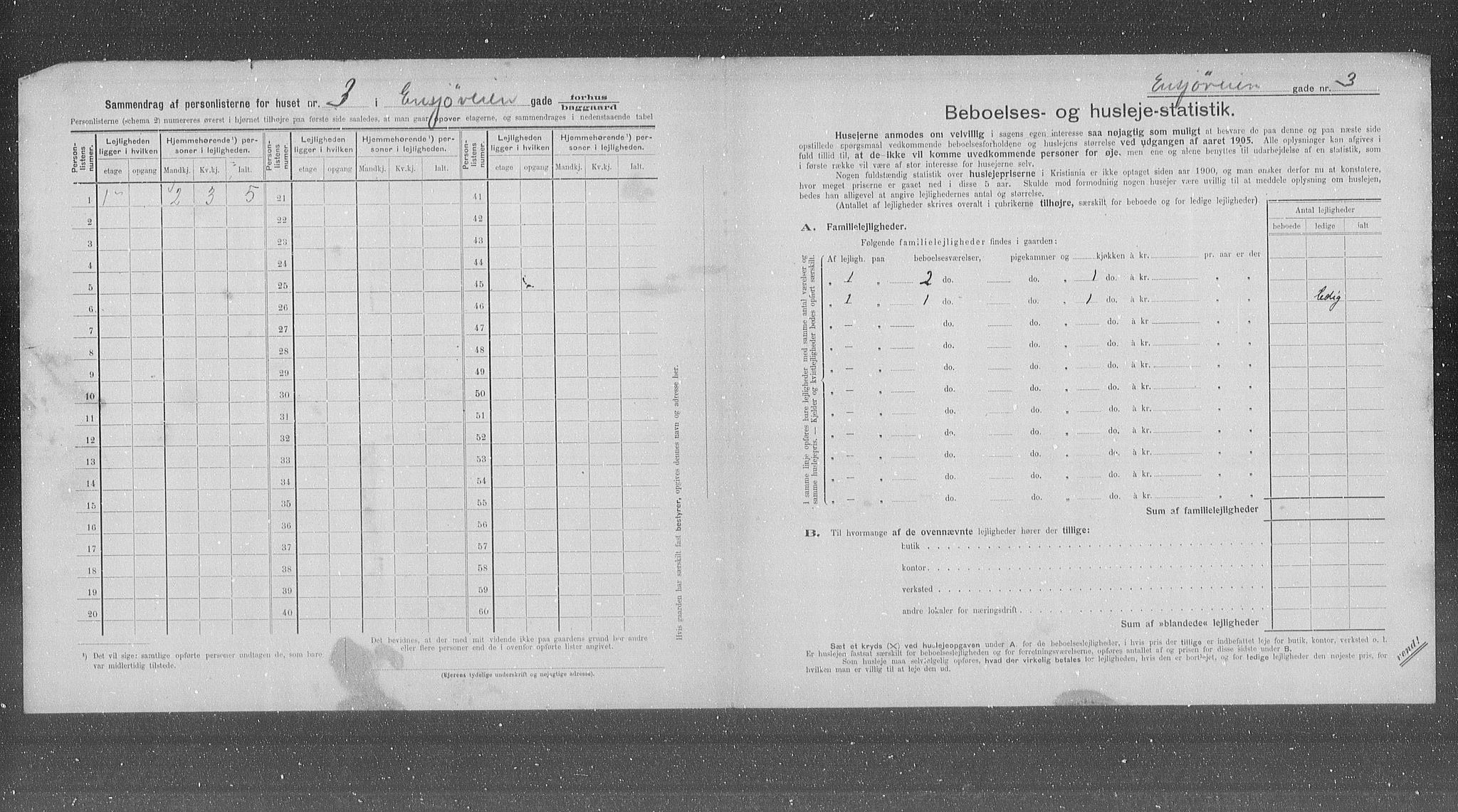 OBA, Municipal Census 1905 for Kristiania, 1905, p. 11099