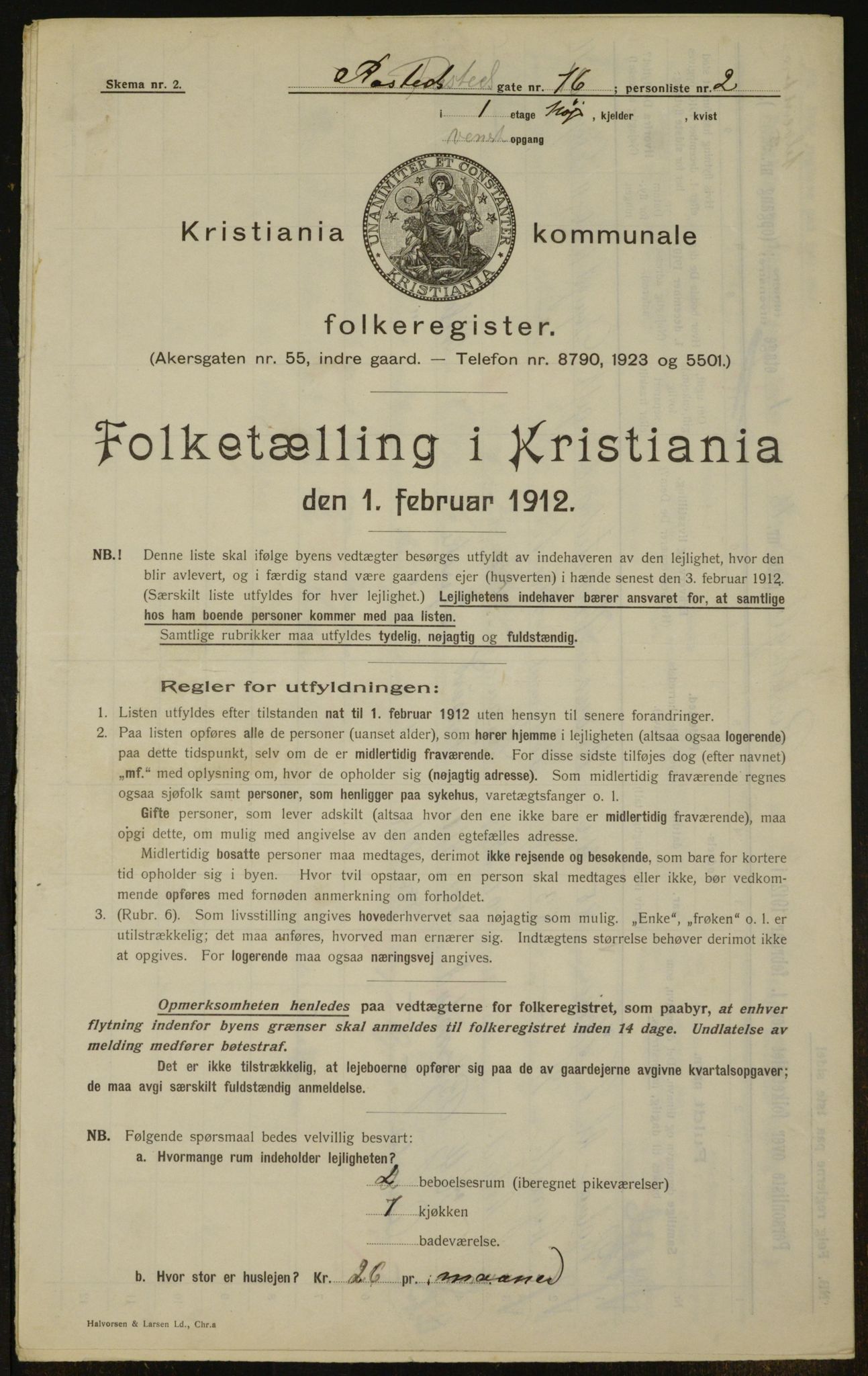 OBA, Municipal Census 1912 for Kristiania, 1912, p. 84694