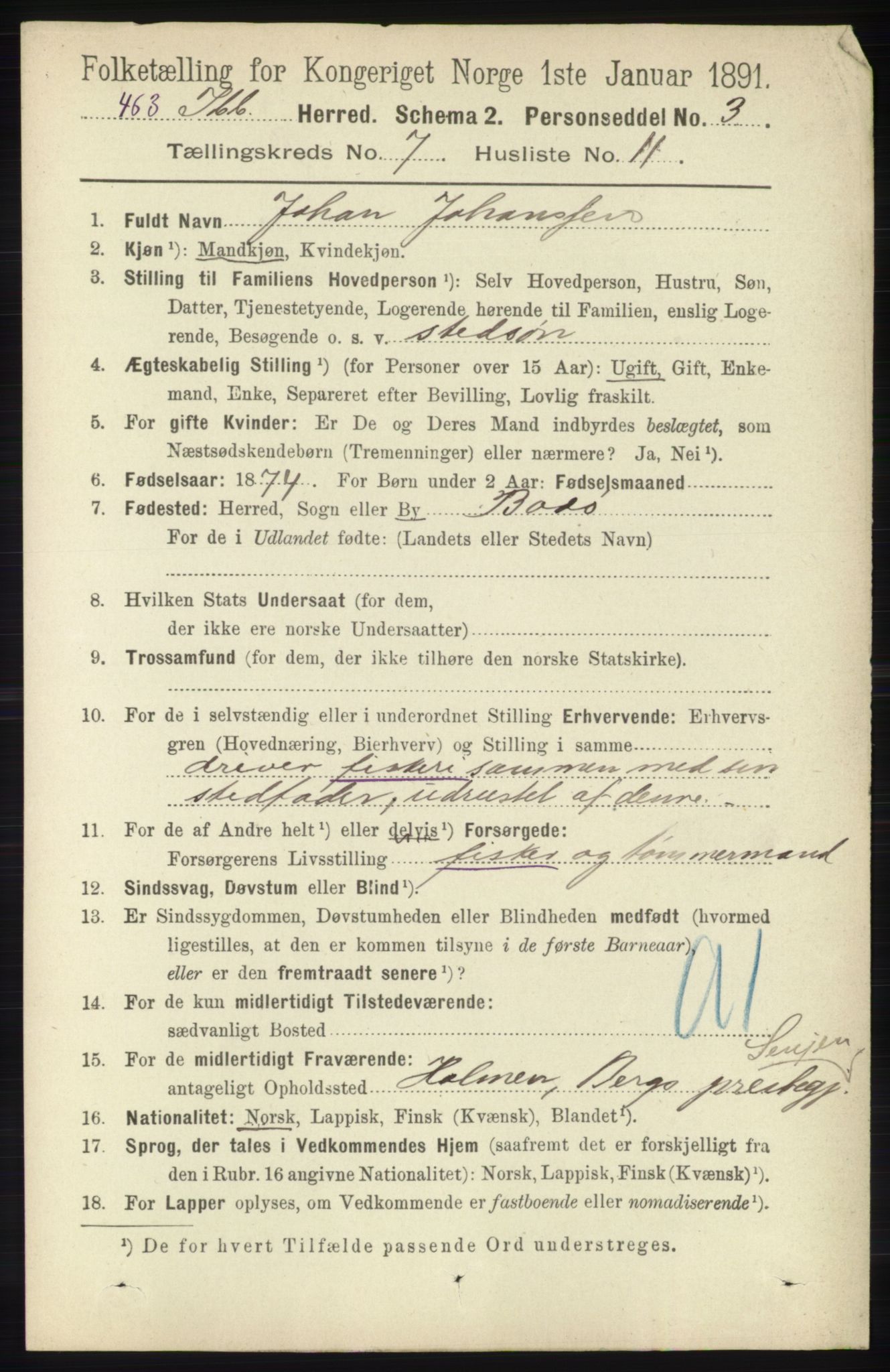 RA, 1891 census for 1917 Ibestad, 1891, p. 4248