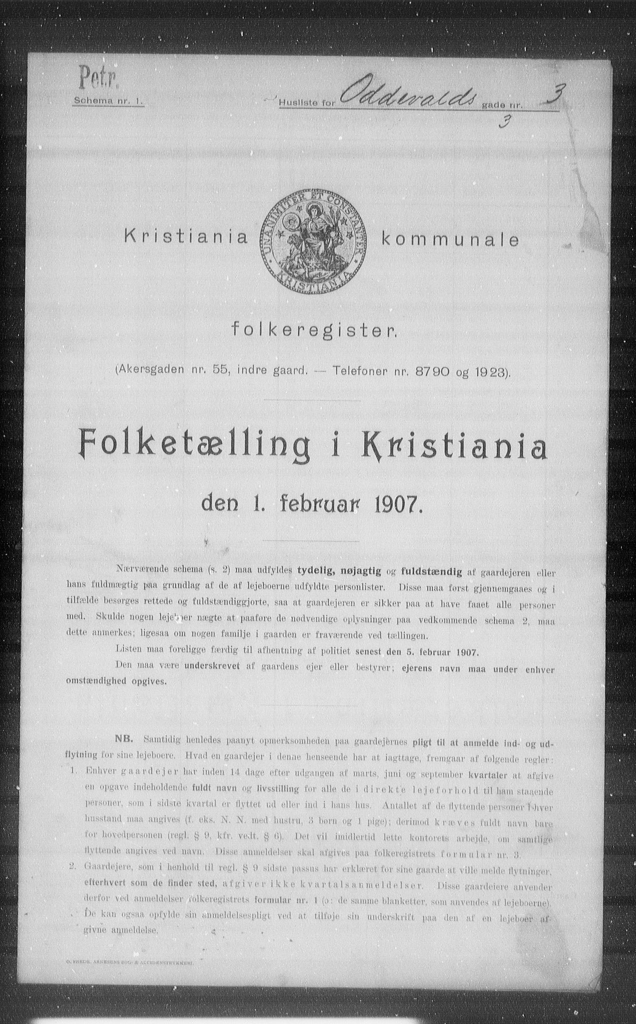 OBA, Municipal Census 1907 for Kristiania, 1907, p. 38192