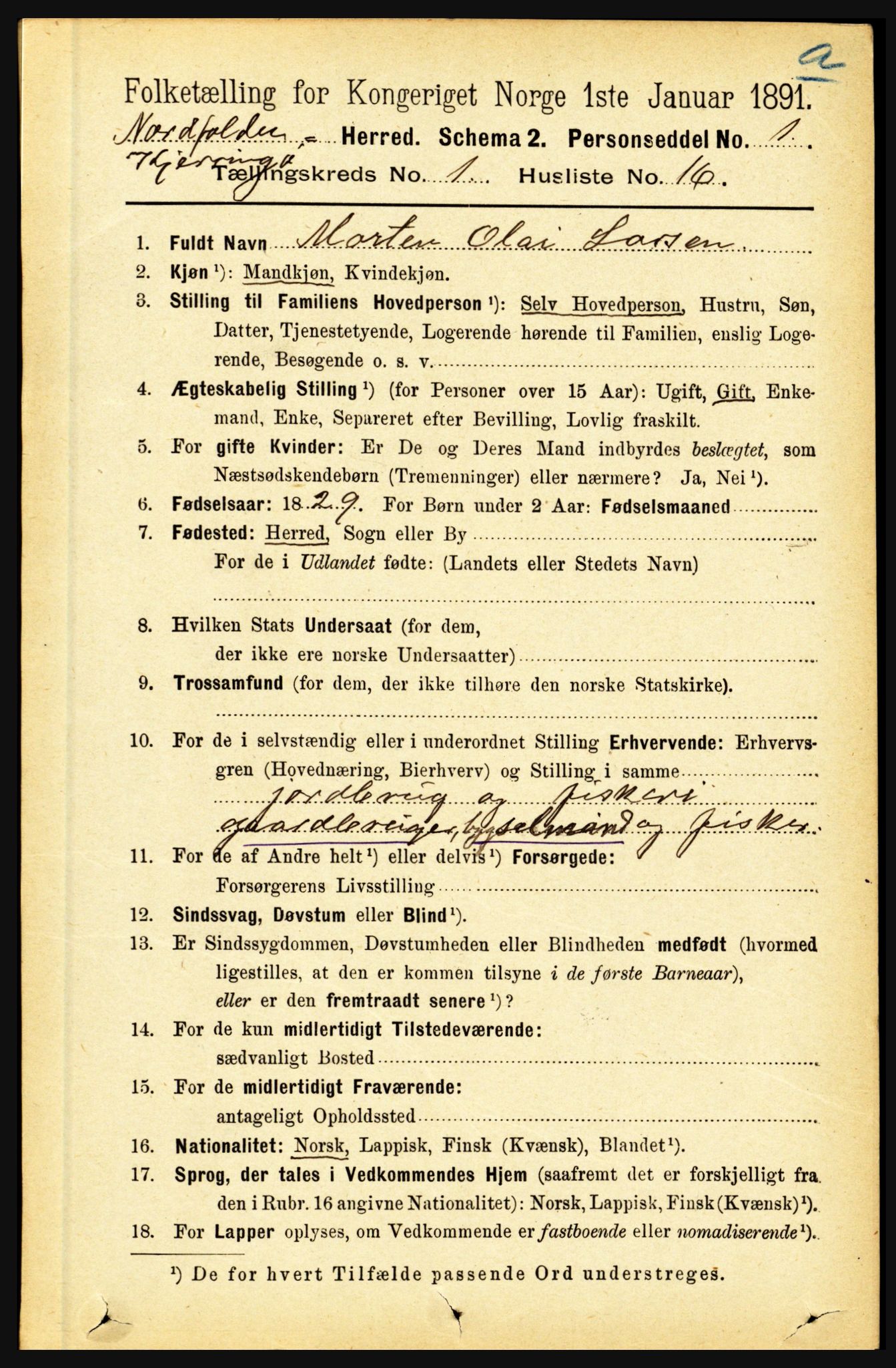 RA, 1891 census for 1846 Nordfold-Kjerringøy, 1891, p. 169