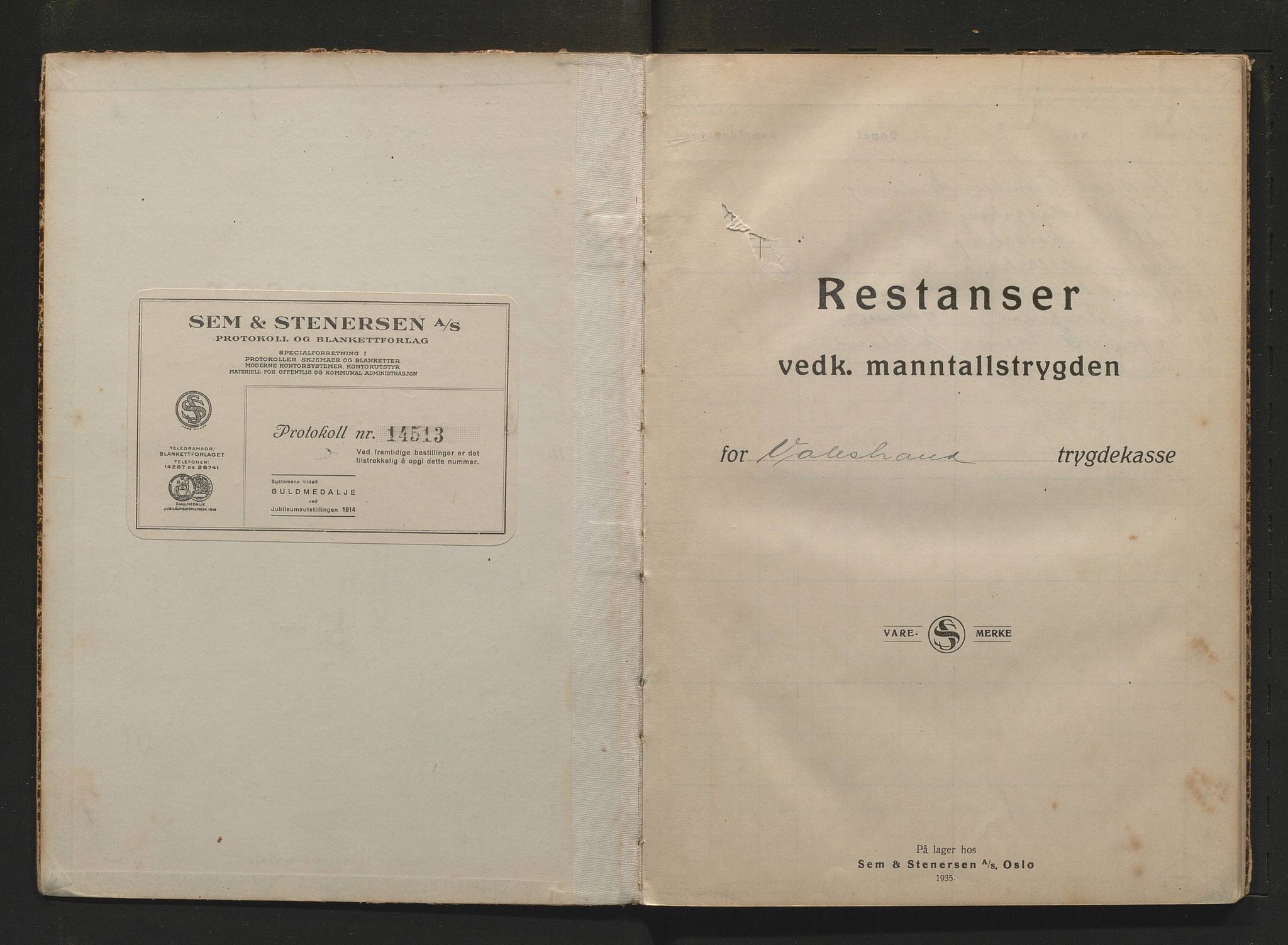 Valestrand kommune. Fiskermanntalsnemnda, IKAH/1217-352/R/Rd/L0001: Restansebok. Manntalstrygd, sjuketrygd for fiskarar, 1936-1957