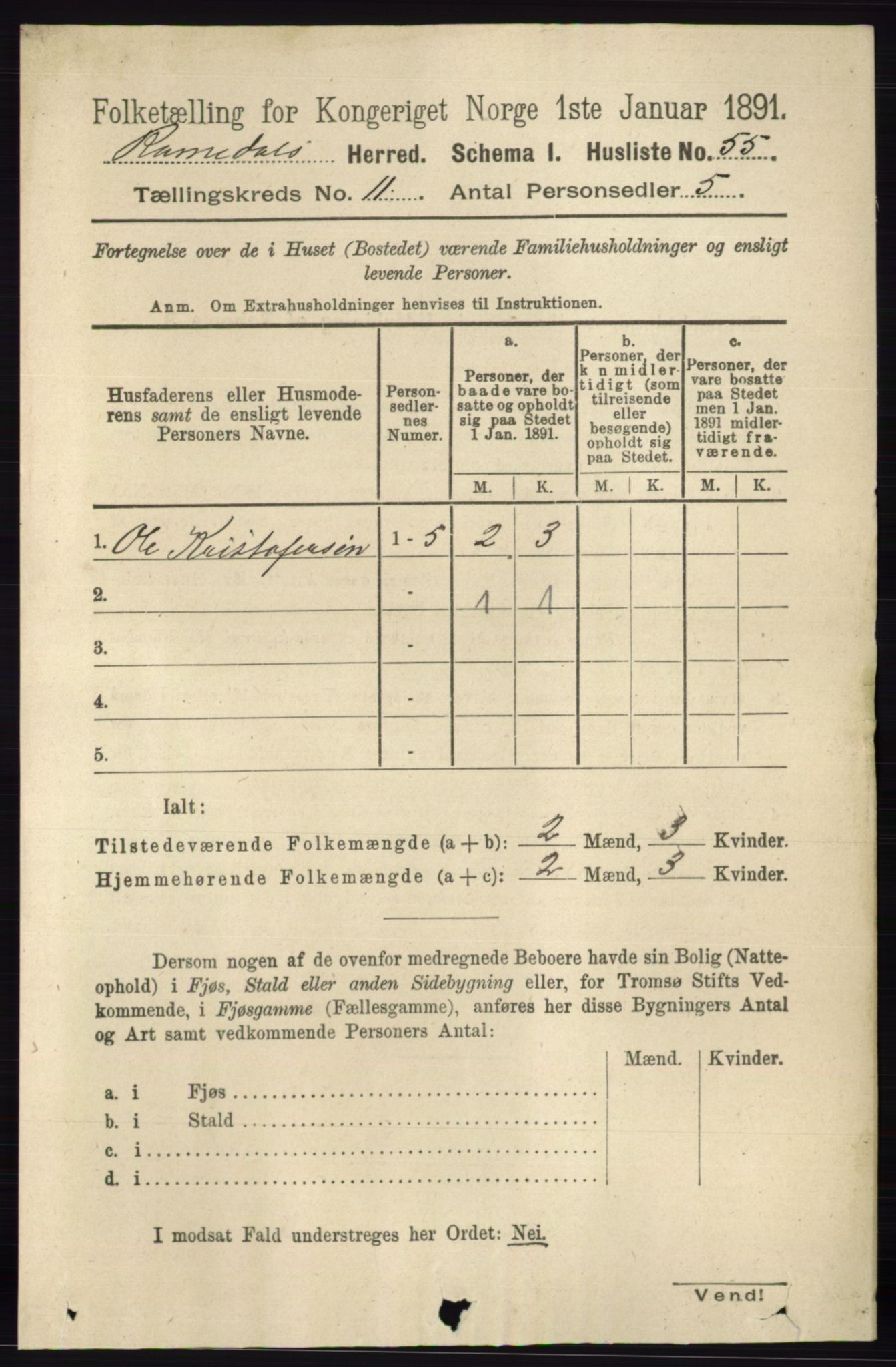 RA, 1891 census for 0416 Romedal, 1891, p. 5396