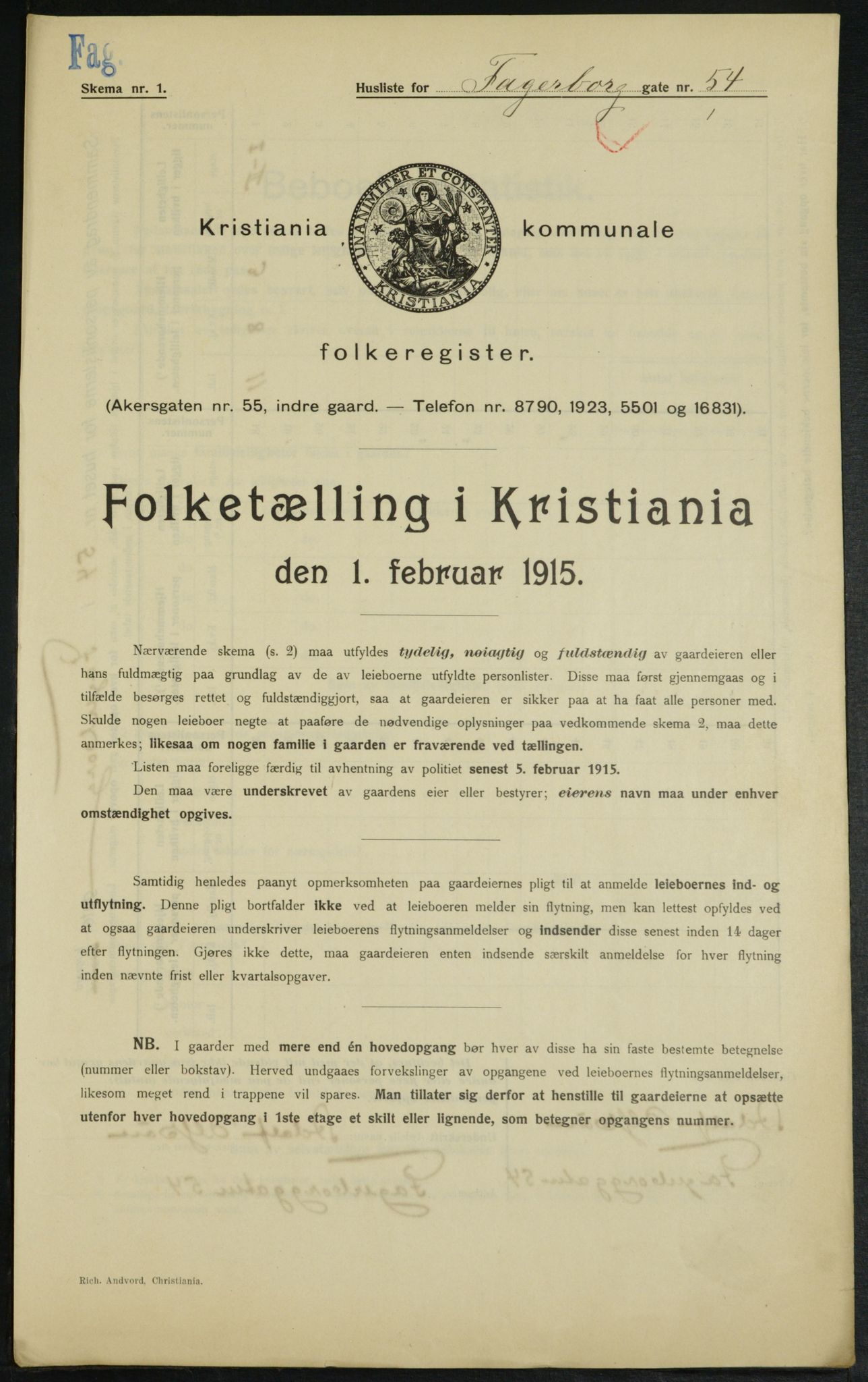 OBA, Municipal Census 1915 for Kristiania, 1915, p. 22630