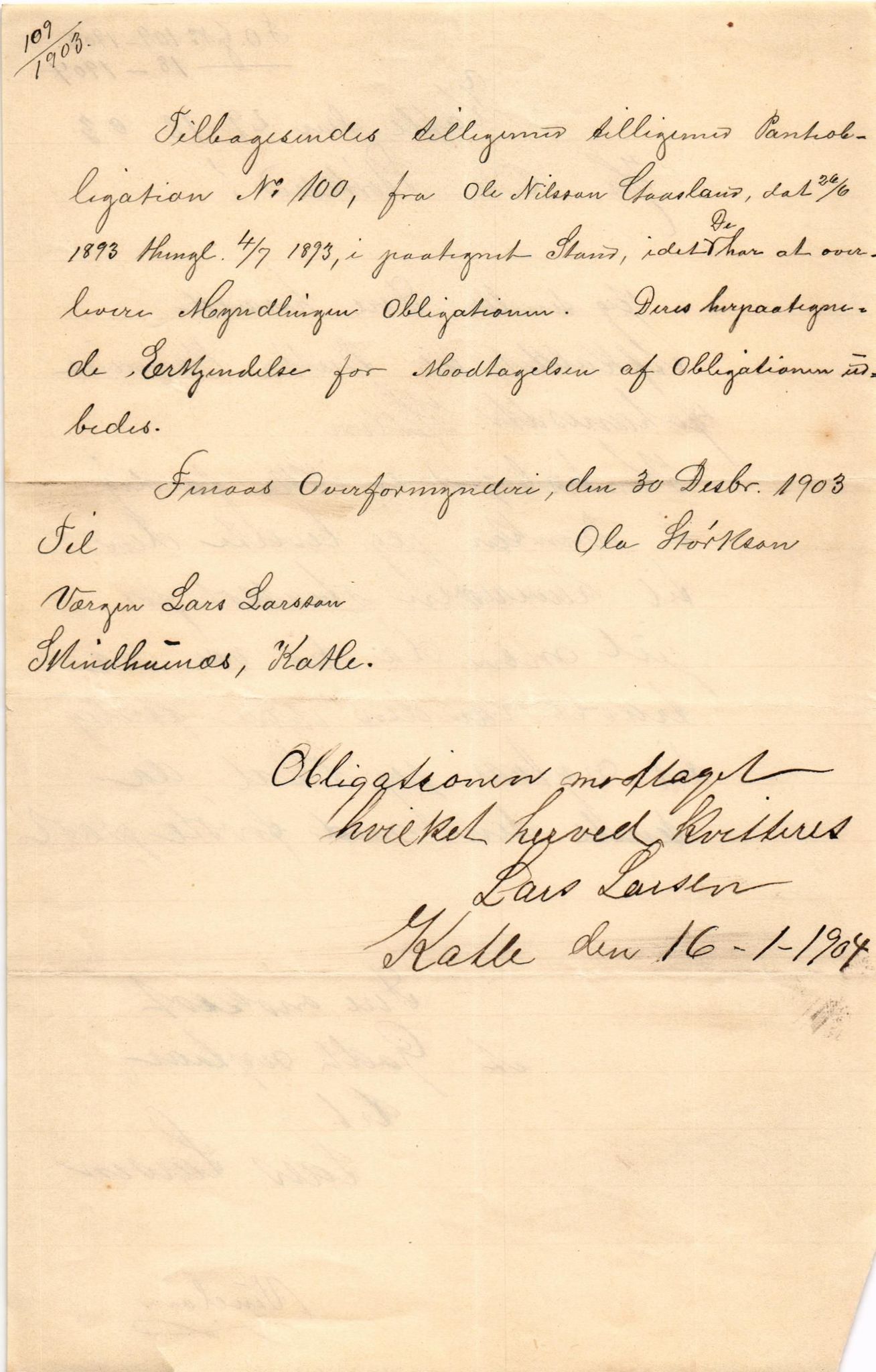 Finnaas kommune. Overformynderiet, IKAH/1218a-812/D/Da/Daa/L0002/0002: Kronologisk ordna korrespondanse / Kronologisk ordna korrespondanse, 1901-1904, p. 161