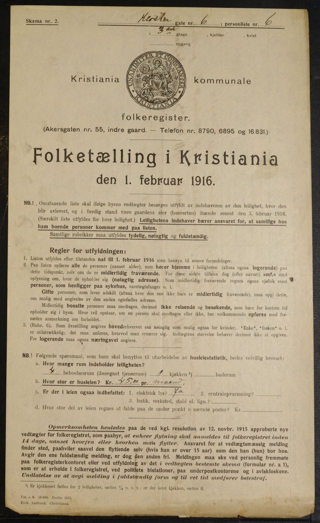 OBA, Municipal Census 1916 for Kristiania, 1916, p. 53277