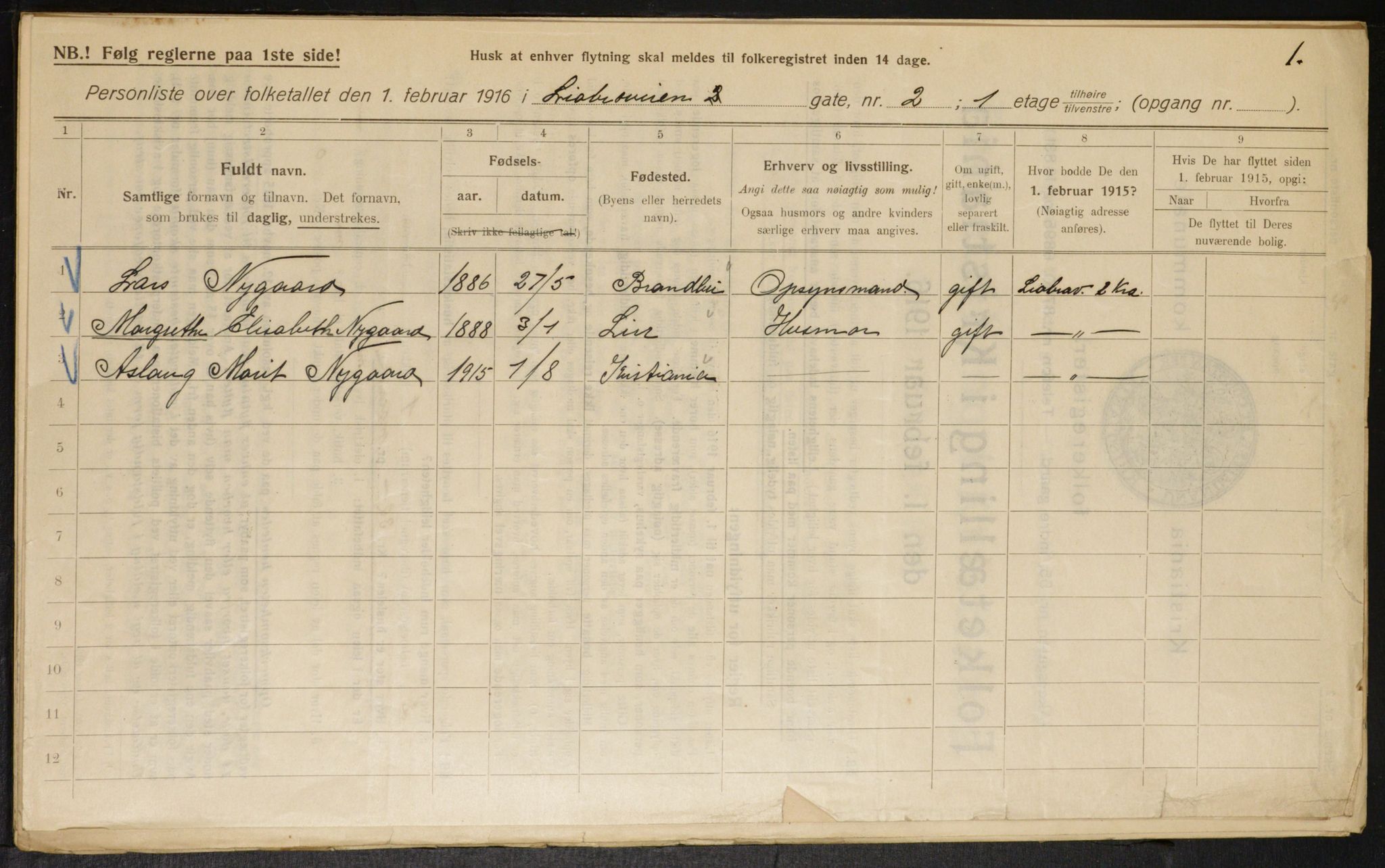 OBA, Municipal Census 1916 for Kristiania, 1916, p. 59083