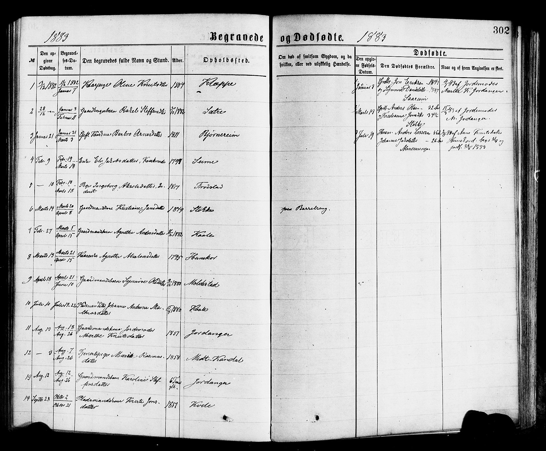 Gloppen sokneprestembete, AV/SAB-A-80101/H/Haa/Haac/L0001: Parish register (official) no. C 1, 1871-1886, p. 302