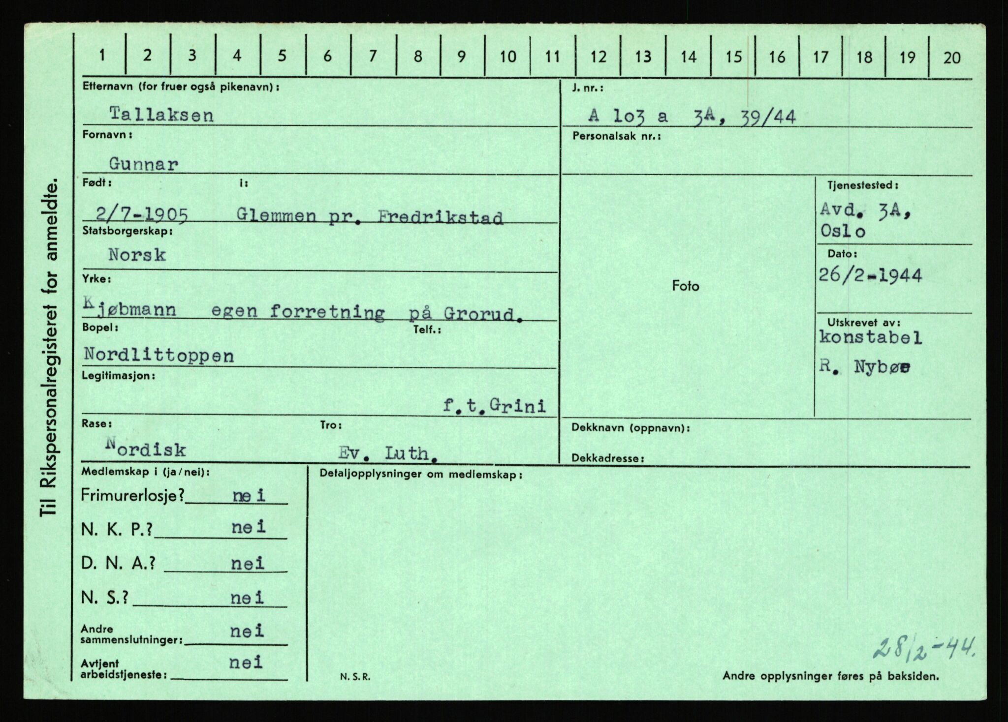 Statspolitiet - Hovedkontoret / Osloavdelingen, AV/RA-S-1329/C/Ca/L0015: Svea - Tøsse, 1943-1945, p. 1846