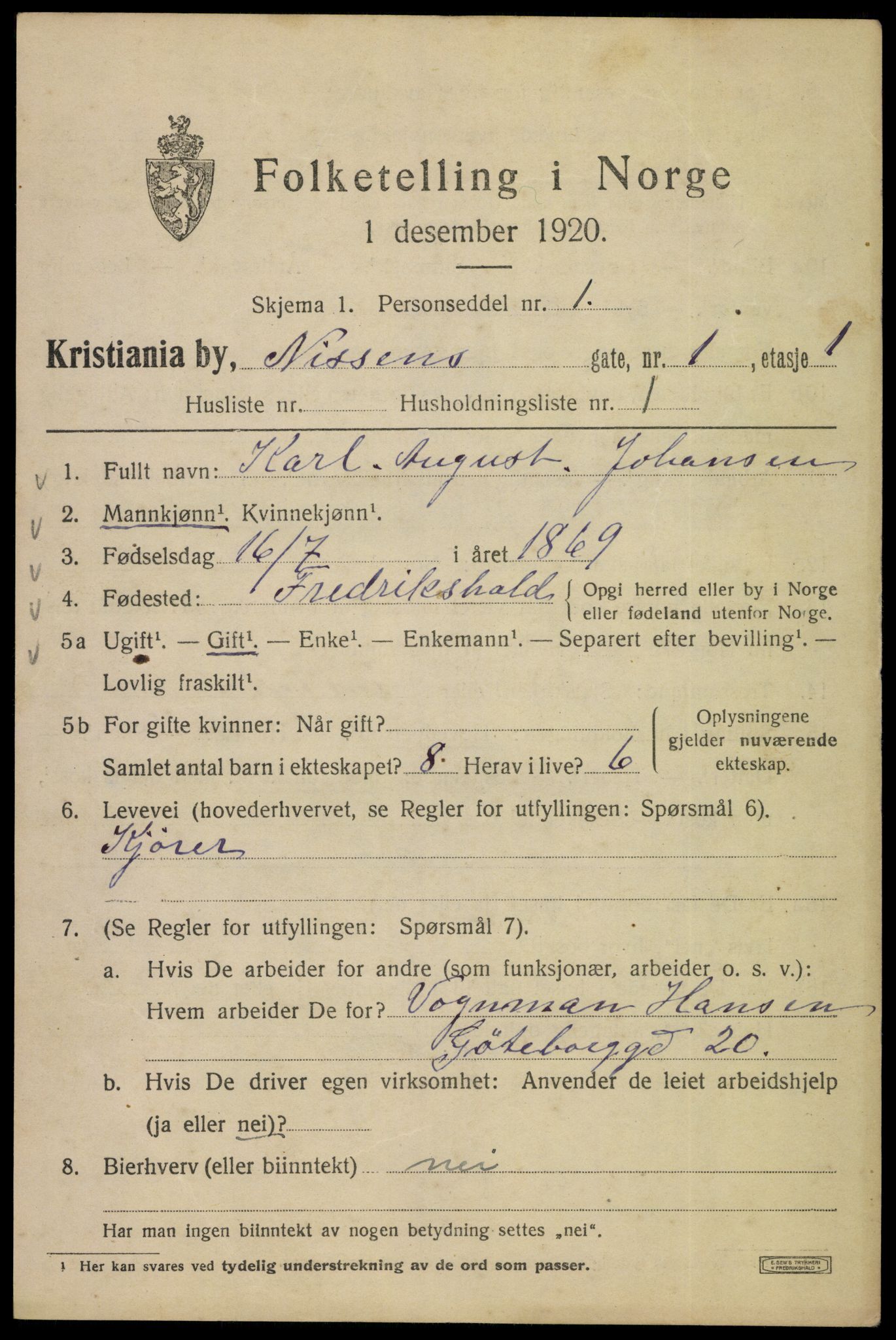 SAO, 1920 census for Kristiania, 1920, p. 417095