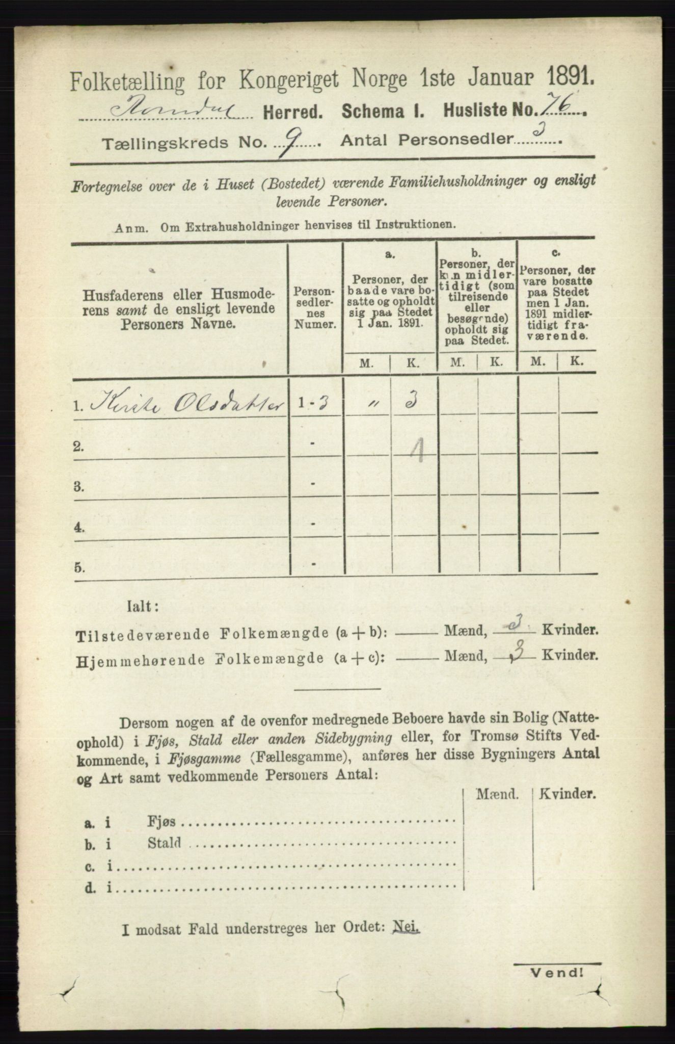 RA, 1891 census for 0416 Romedal, 1891, p. 4311