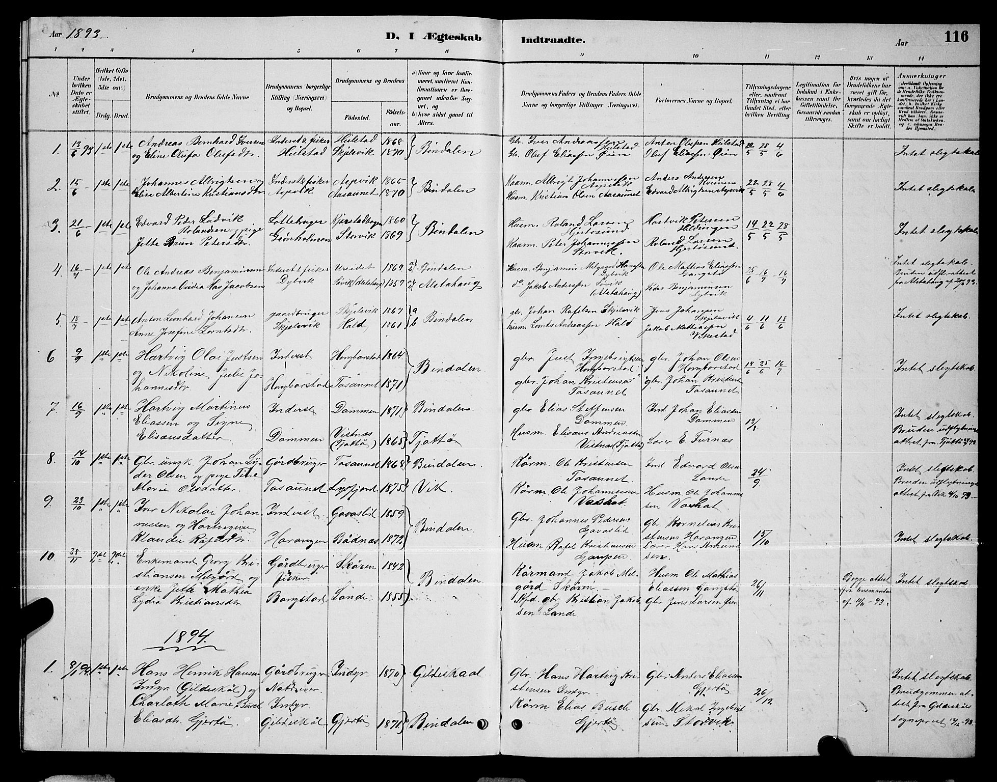 Ministerialprotokoller, klokkerbøker og fødselsregistre - Nordland, SAT/A-1459/810/L0160: Parish register (copy) no. 810C03, 1884-1896, p. 116