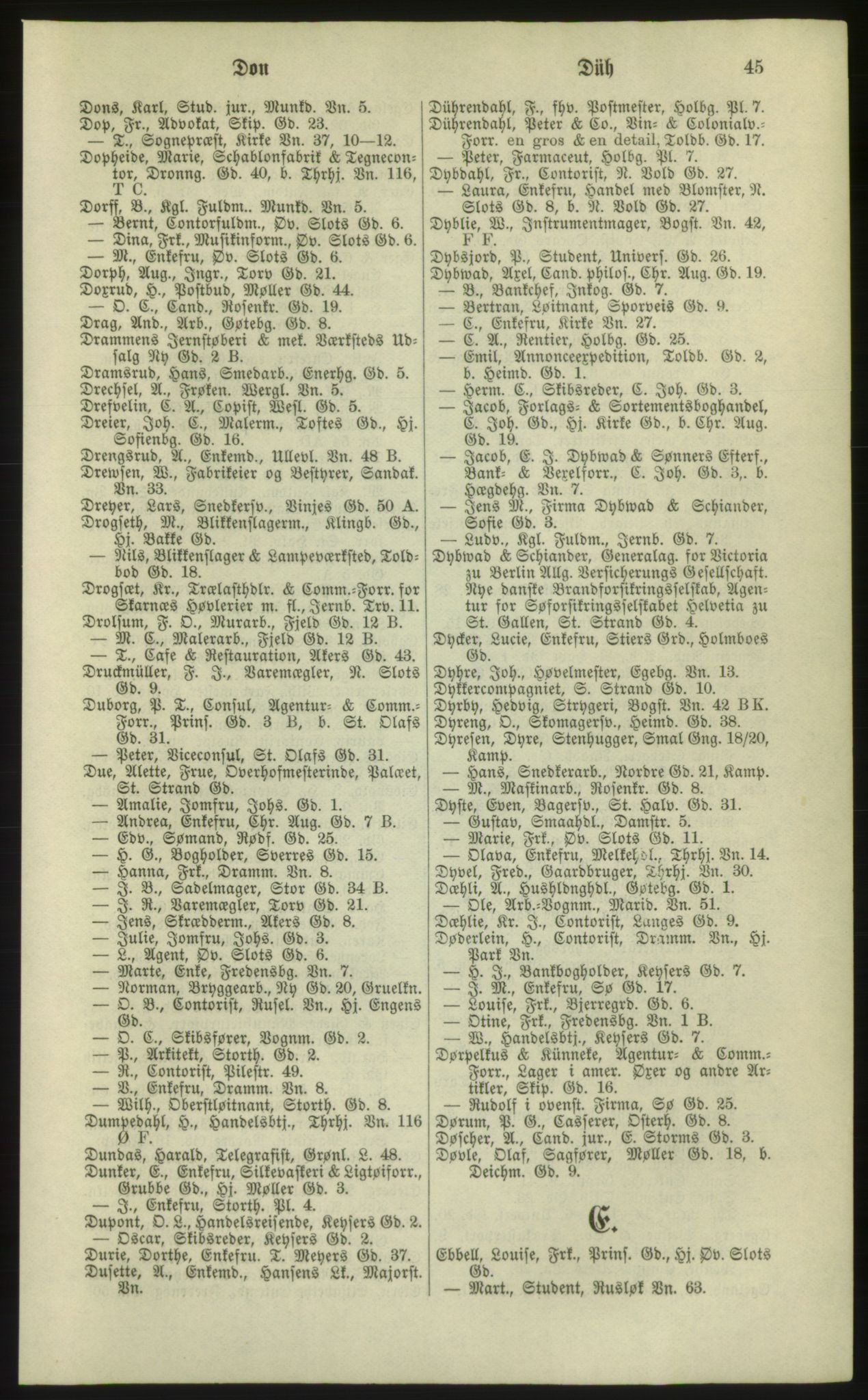 Kristiania/Oslo adressebok, PUBL/-, 1881, p. 45