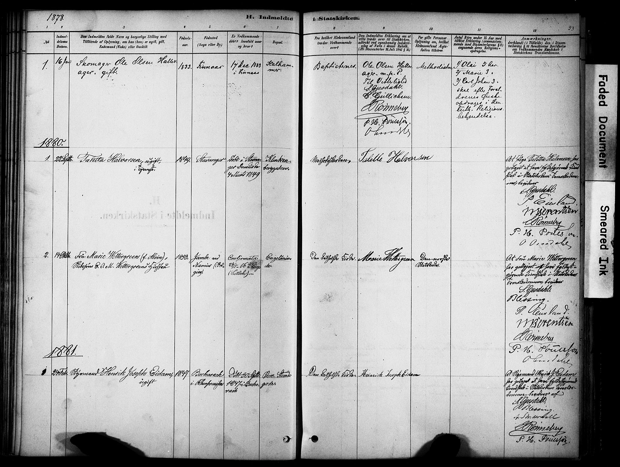 Domkirken sokneprestkontor, SAST/A-101812/001/30/30BA/L0025: Parish register (official) no. A 24, 1877-1927, p. 53