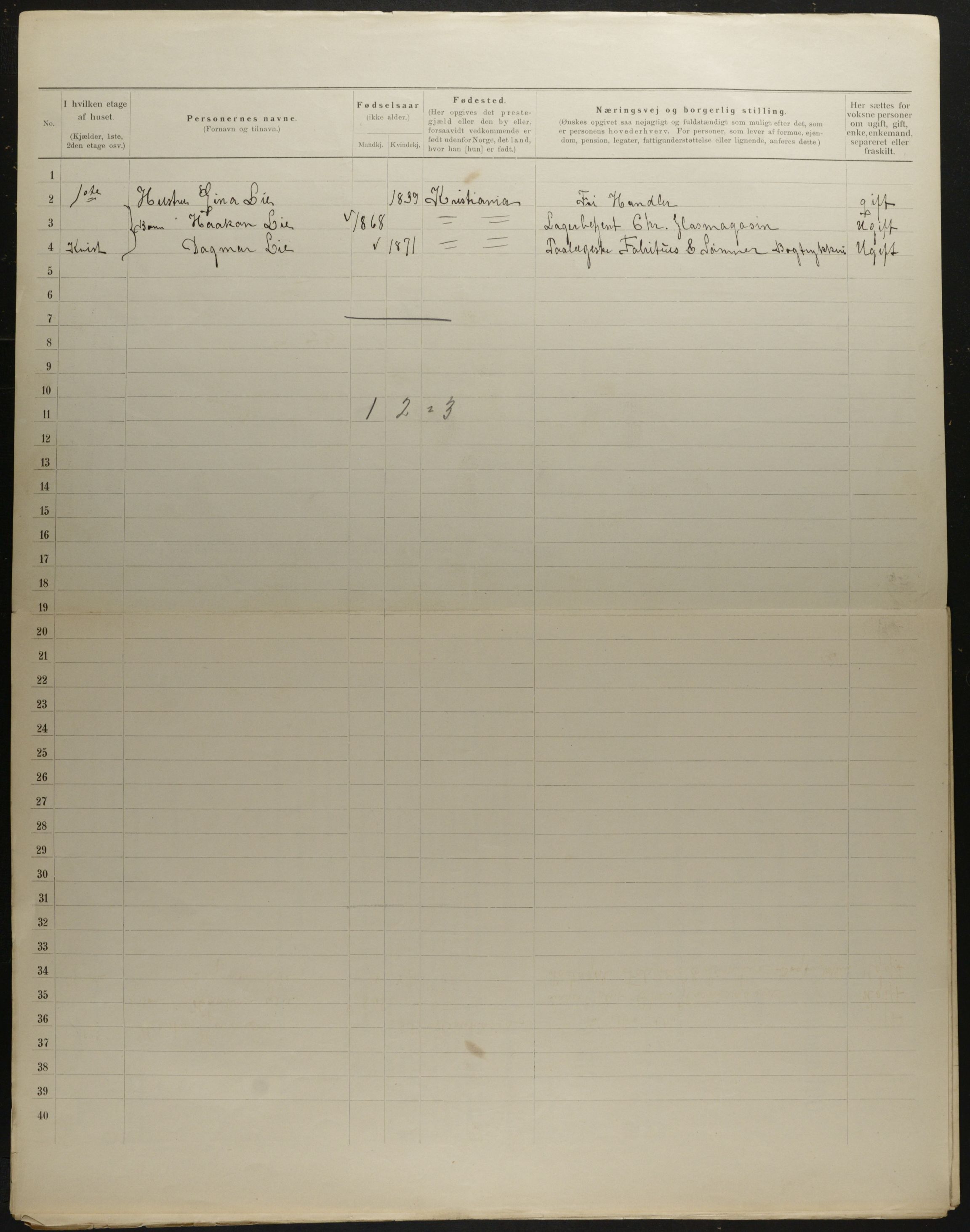 OBA, Municipal Census 1901 for Kristiania, 1901, p. 5563