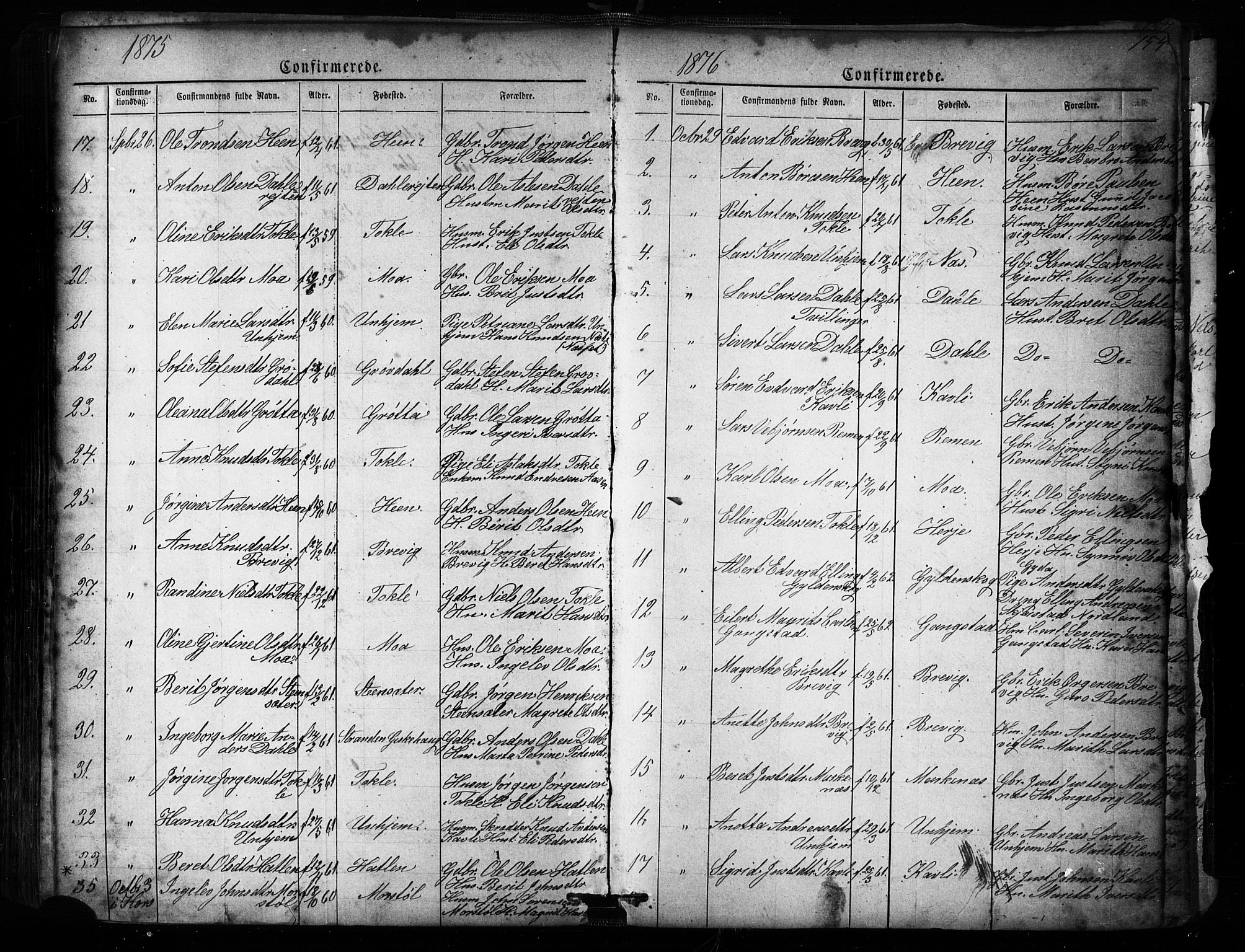Ministerialprotokoller, klokkerbøker og fødselsregistre - Møre og Romsdal, SAT/A-1454/545/L0588: Parish register (copy) no. 545C02, 1867-1902, p. 154