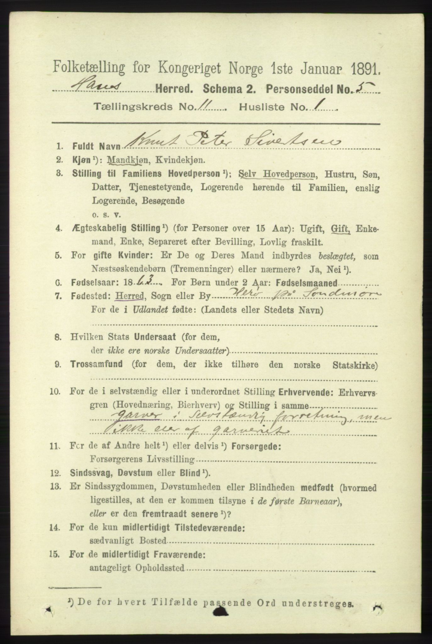 RA, 1891 census for 1250 Haus, 1891, p. 4325