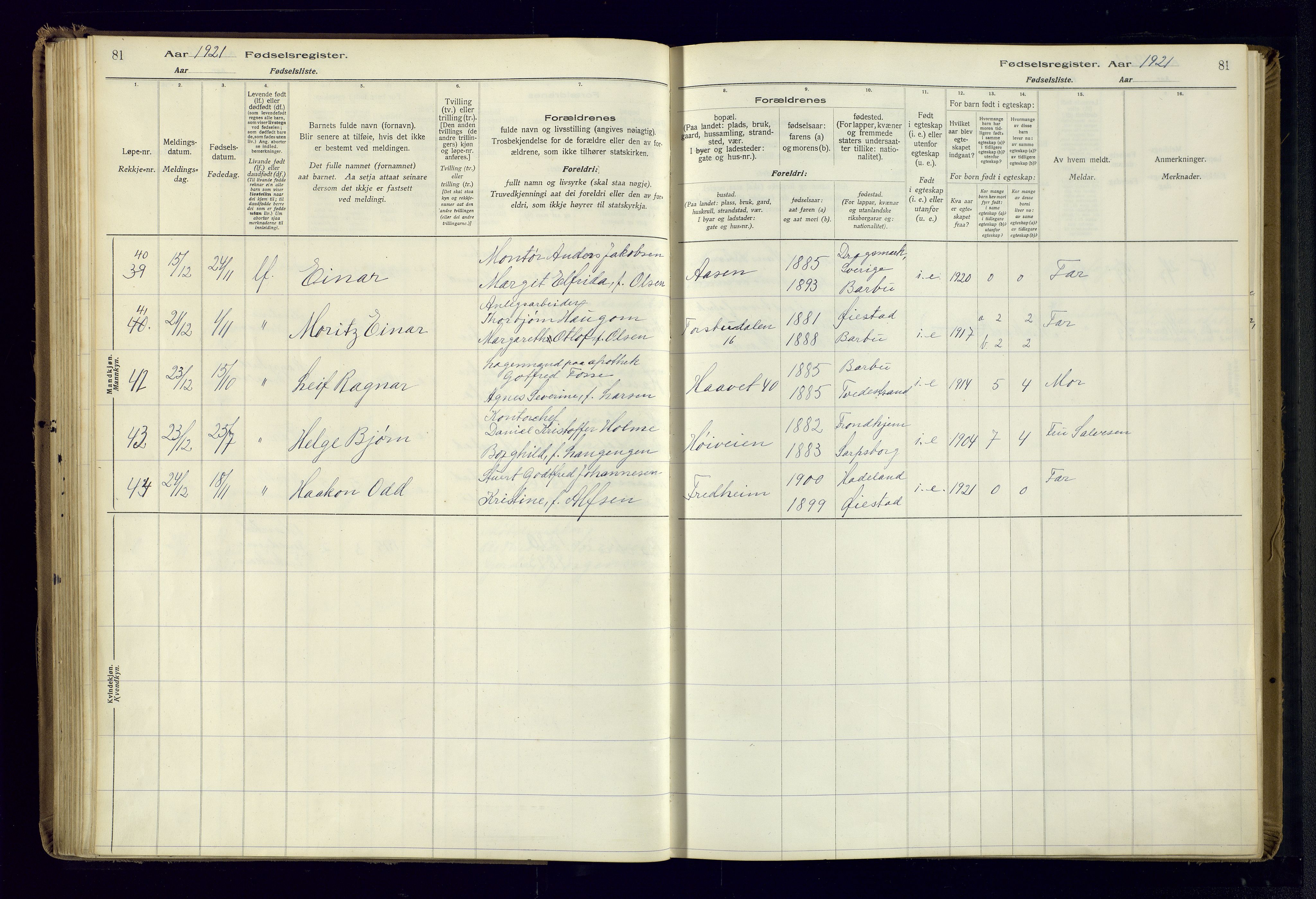 Barbu sokneprestkontor, AV/SAK-1111-0003/J/Ja/L0001: Birth register no. A-VIII-1, 1916-1937, p. 81