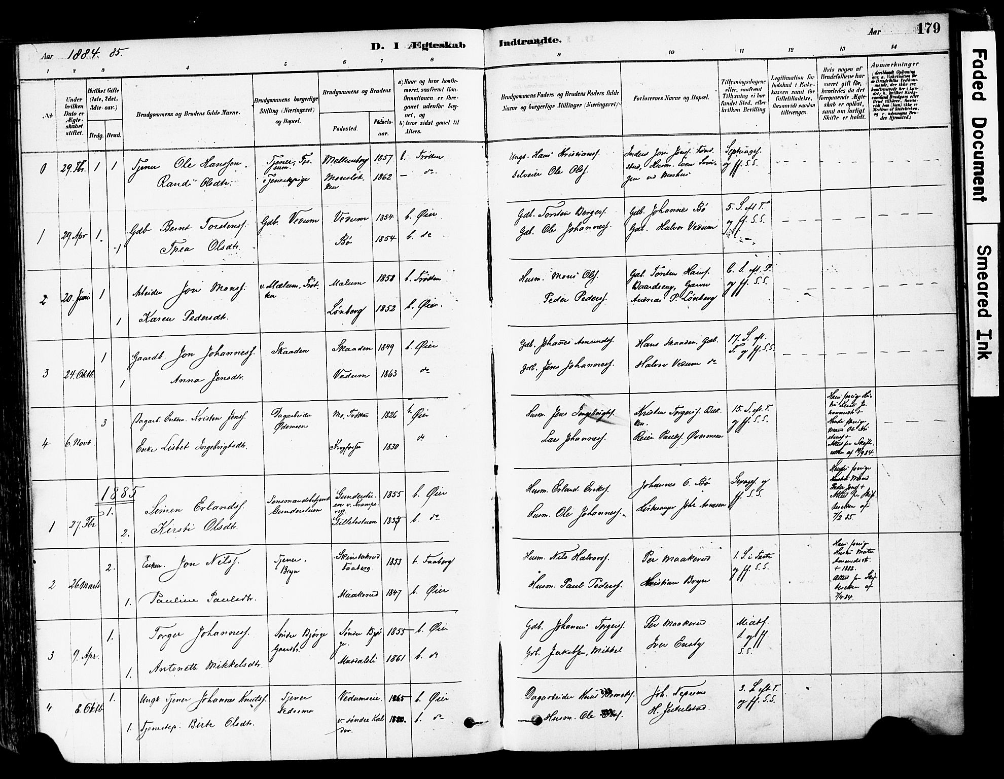 Øyer prestekontor, SAH/PREST-084/H/Ha/Haa/L0008: Parish register (official) no. 8, 1878-1897, p. 179