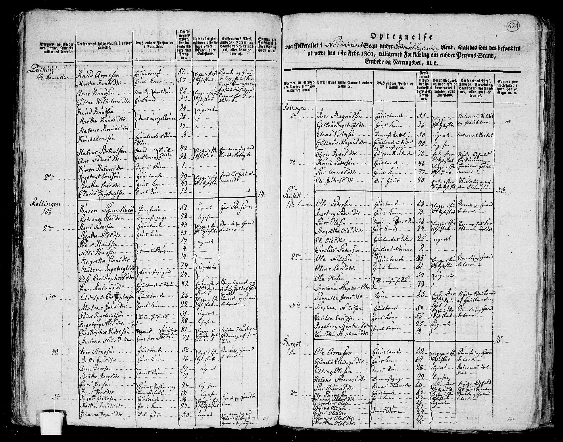 RA, 1801 census for 1524P Norddal, 1801, p. 120b-121a