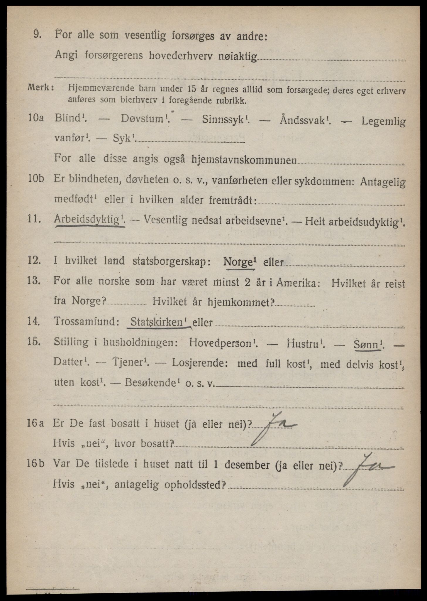 SAT, 1920 census for Vatne, 1920, p. 3101