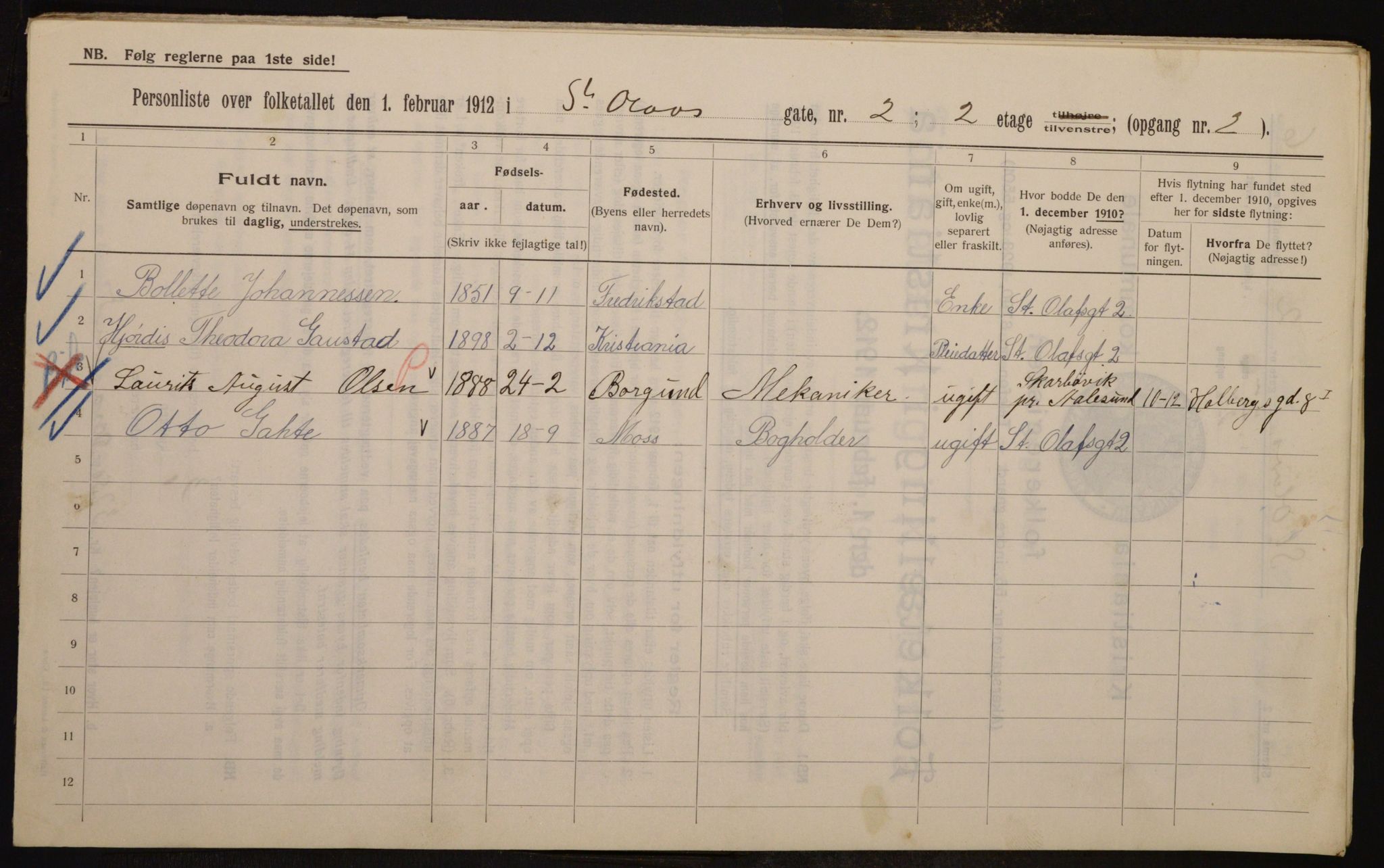 OBA, Municipal Census 1912 for Kristiania, 1912, p. 88198