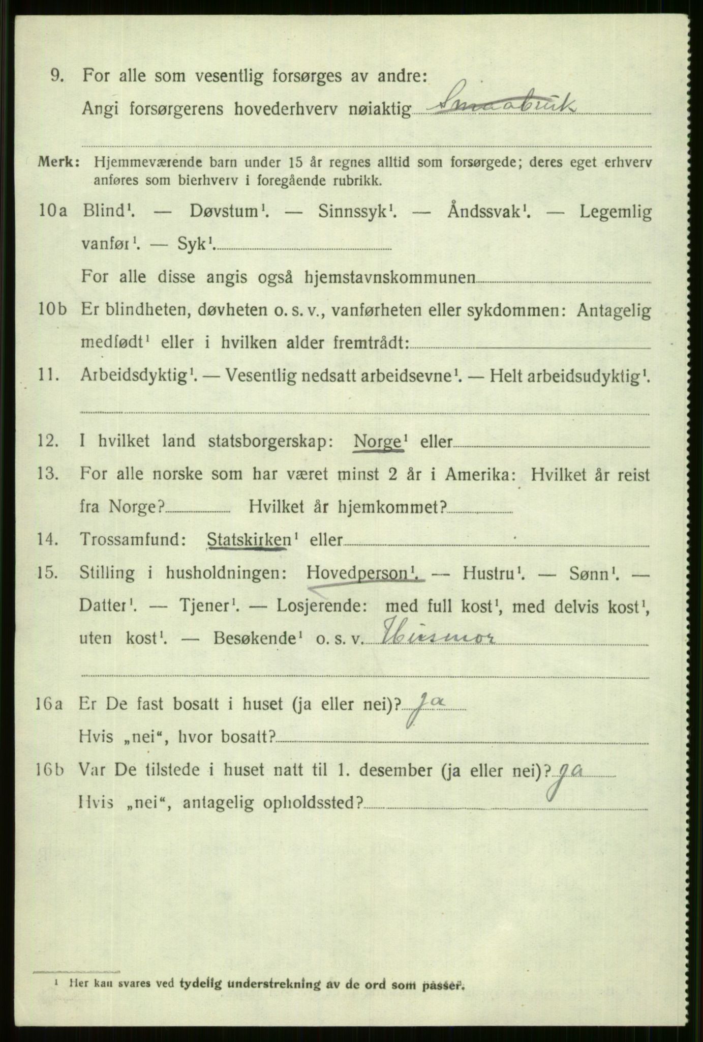 SAB, 1920 census for Voss, 1920, p. 18914