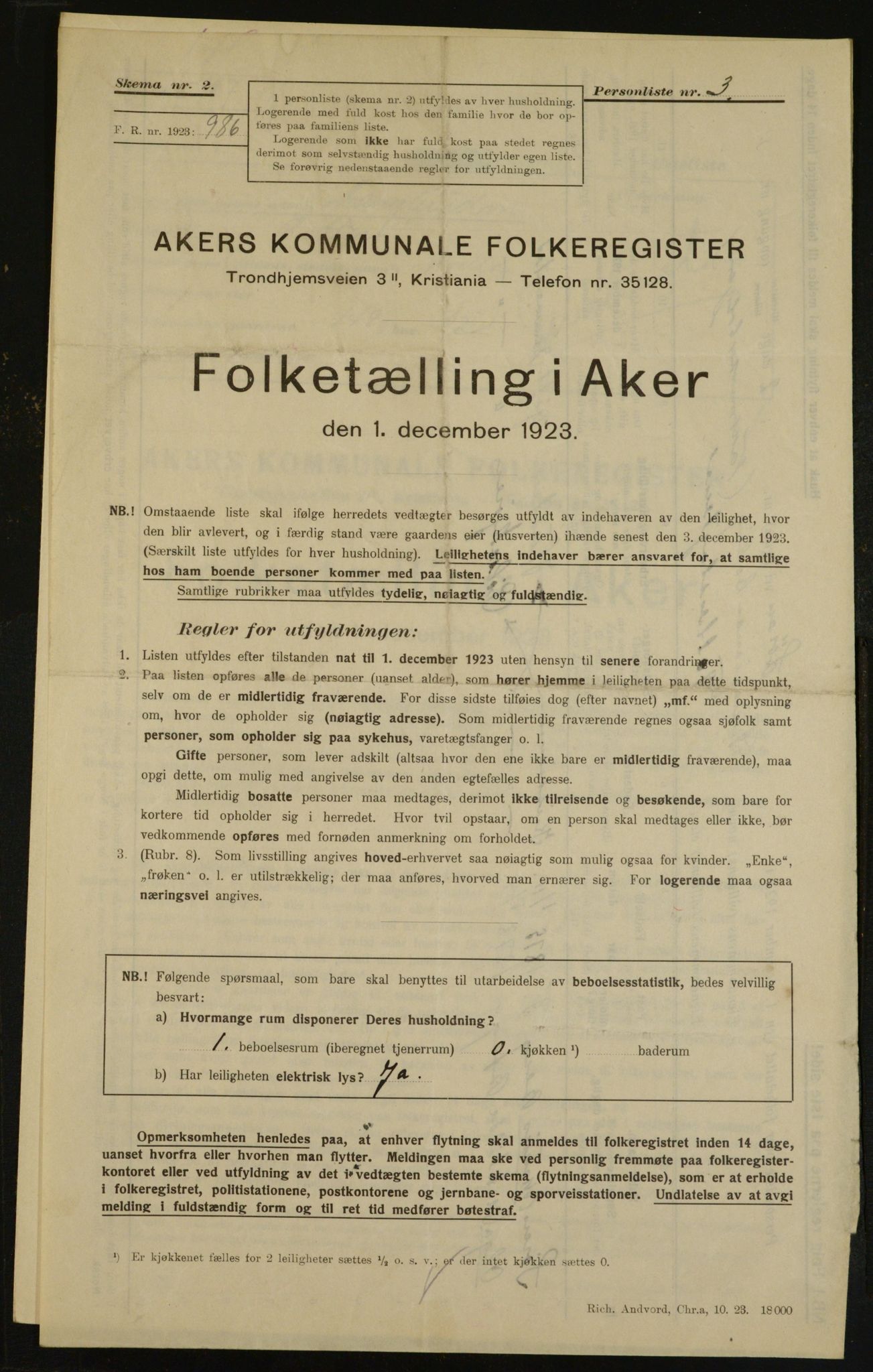 , Municipal Census 1923 for Aker, 1923, p. 28845