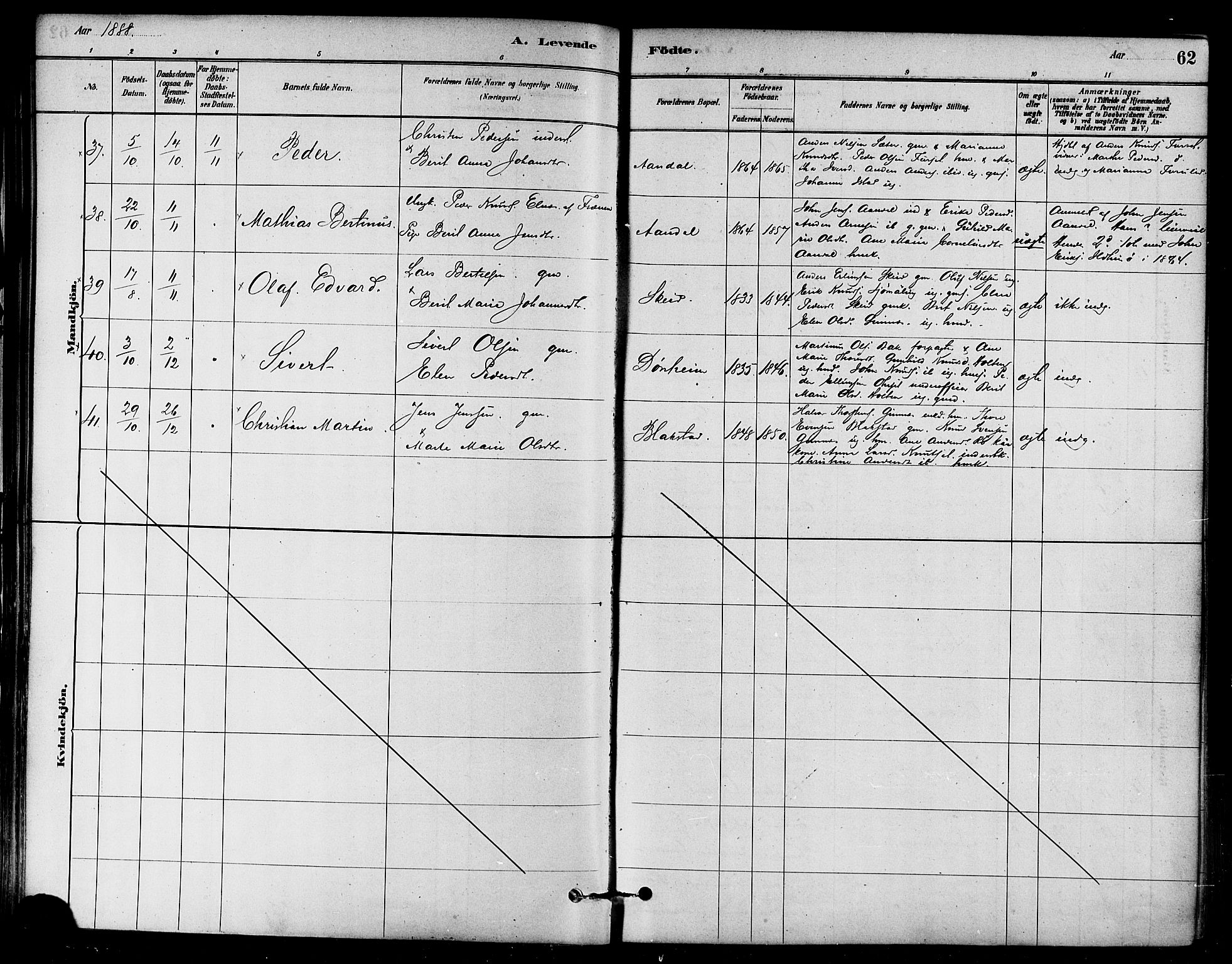 Ministerialprotokoller, klokkerbøker og fødselsregistre - Møre og Romsdal, AV/SAT-A-1454/584/L0967: Parish register (official) no. 584A07, 1879-1894, p. 62