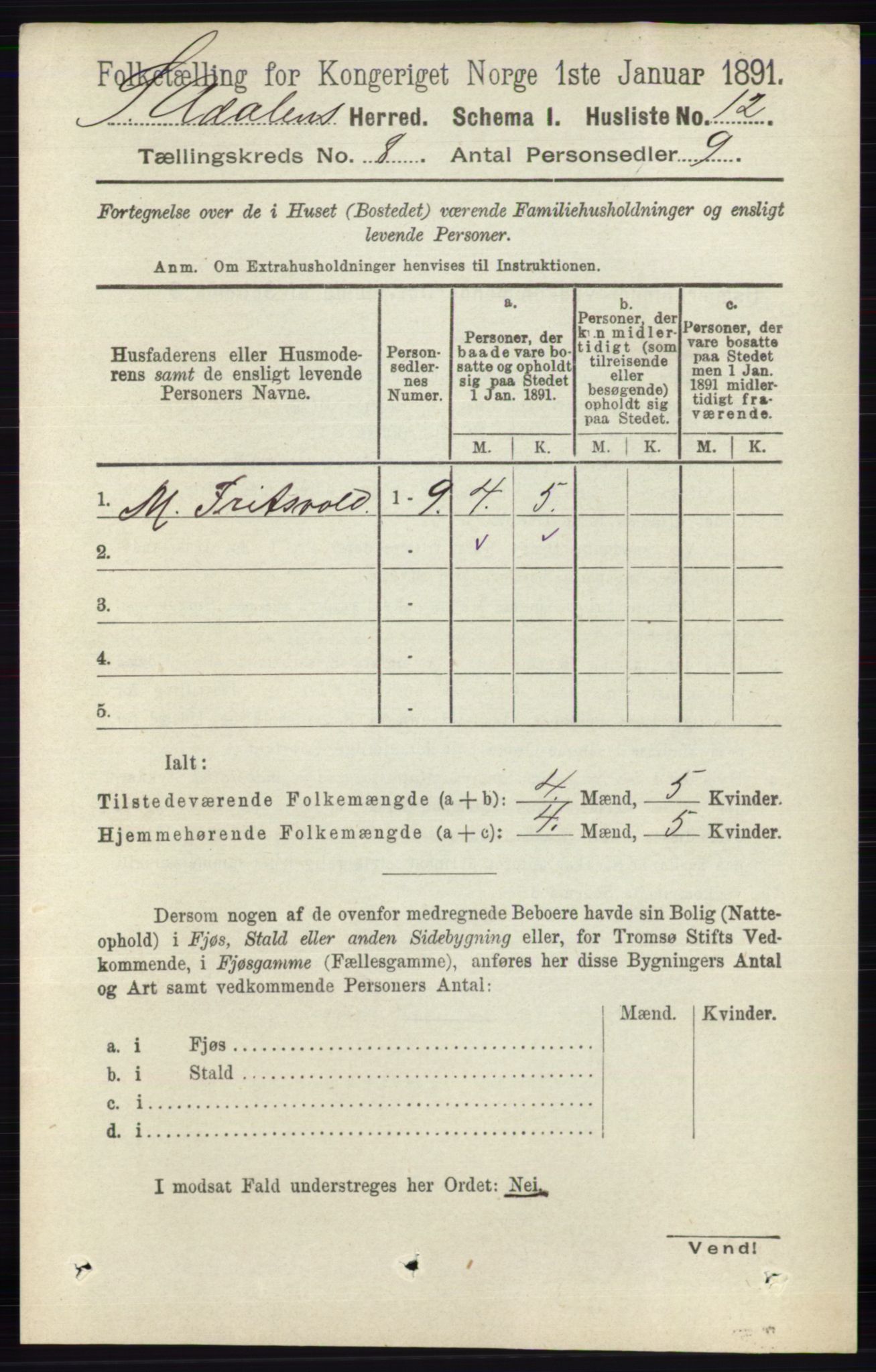 RA, 1891 census for 0419 Sør-Odal, 1891, p. 3972