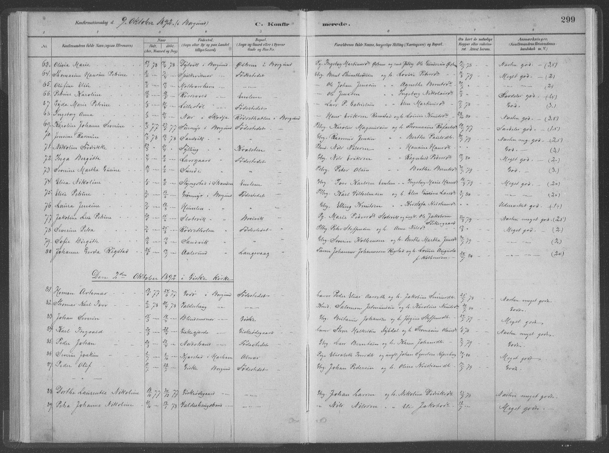 Ministerialprotokoller, klokkerbøker og fødselsregistre - Møre og Romsdal, SAT/A-1454/528/L0402: Parish register (official) no. 528A12II, 1880-1903, p. 299