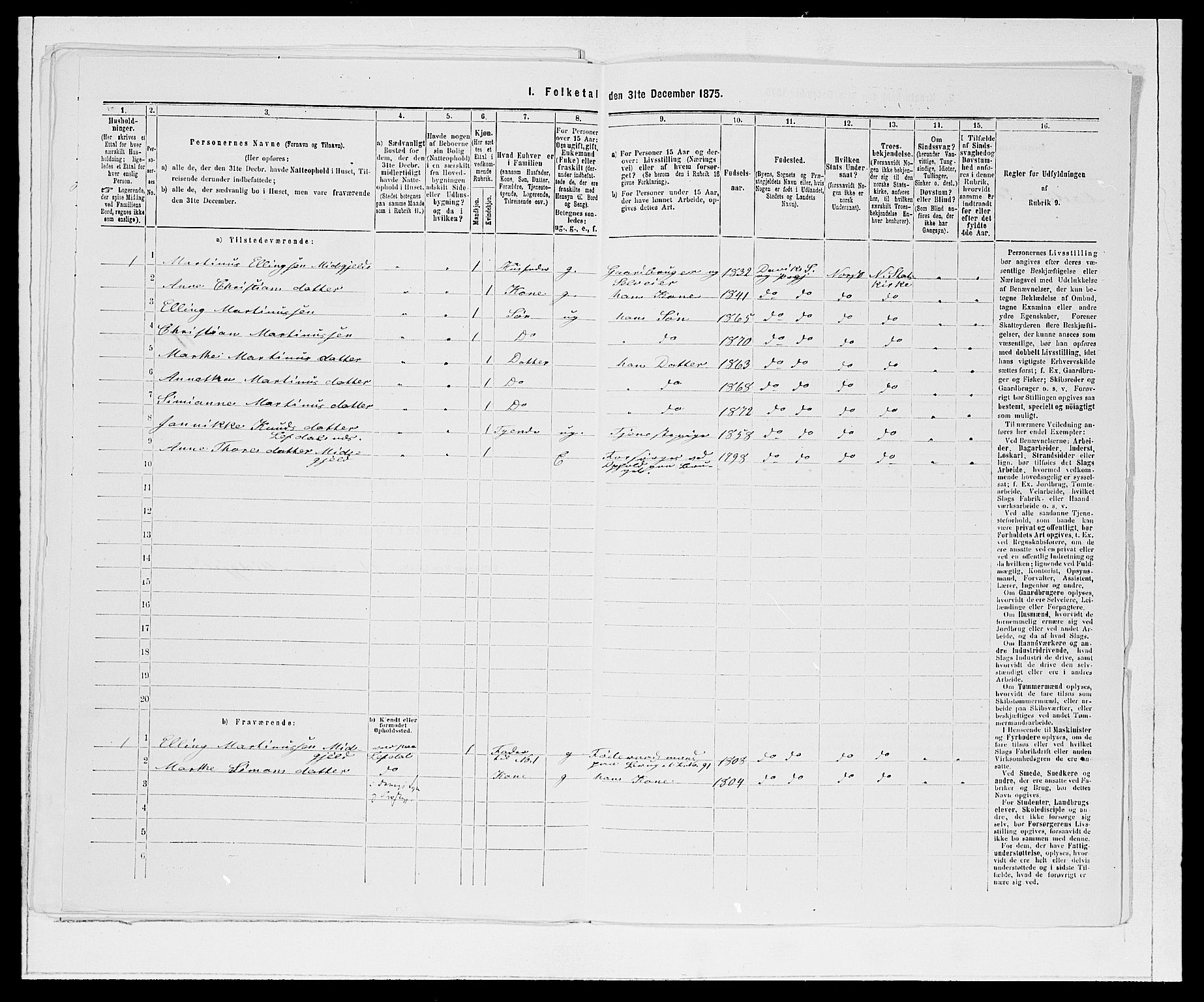 SAB, 1875 Census for 1442P Davik, 1875, p. 874