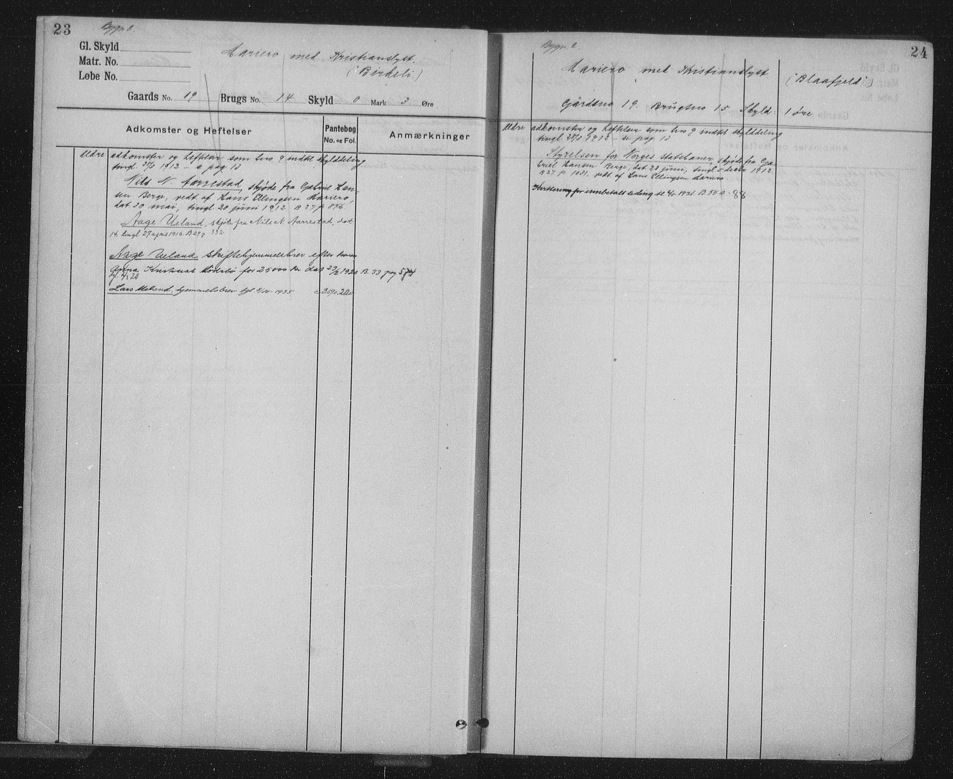 Jæren sorenskriveri, SAST/A-100310/01/4/41/41ABB/L0005: Mortgage register no. 41 ABB5, 1911, p. 23-24