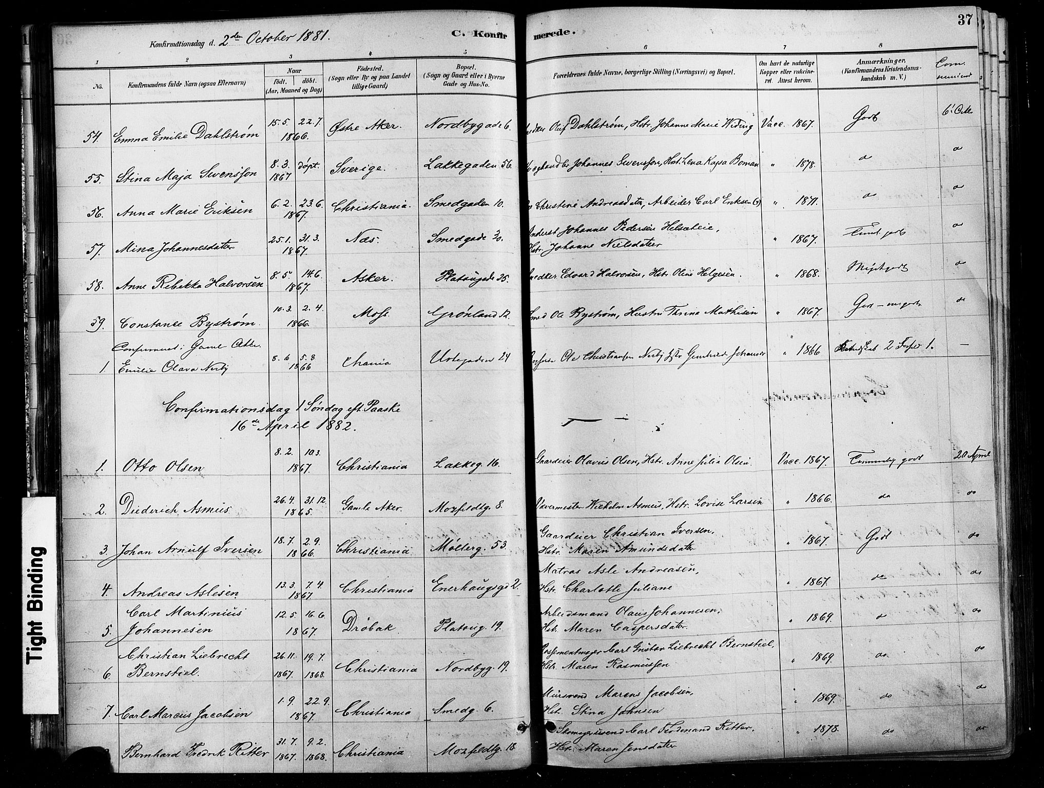 Grønland prestekontor Kirkebøker, AV/SAO-A-10848/F/Fa/L0008: Parish register (official) no. 8, 1881-1893, p. 37