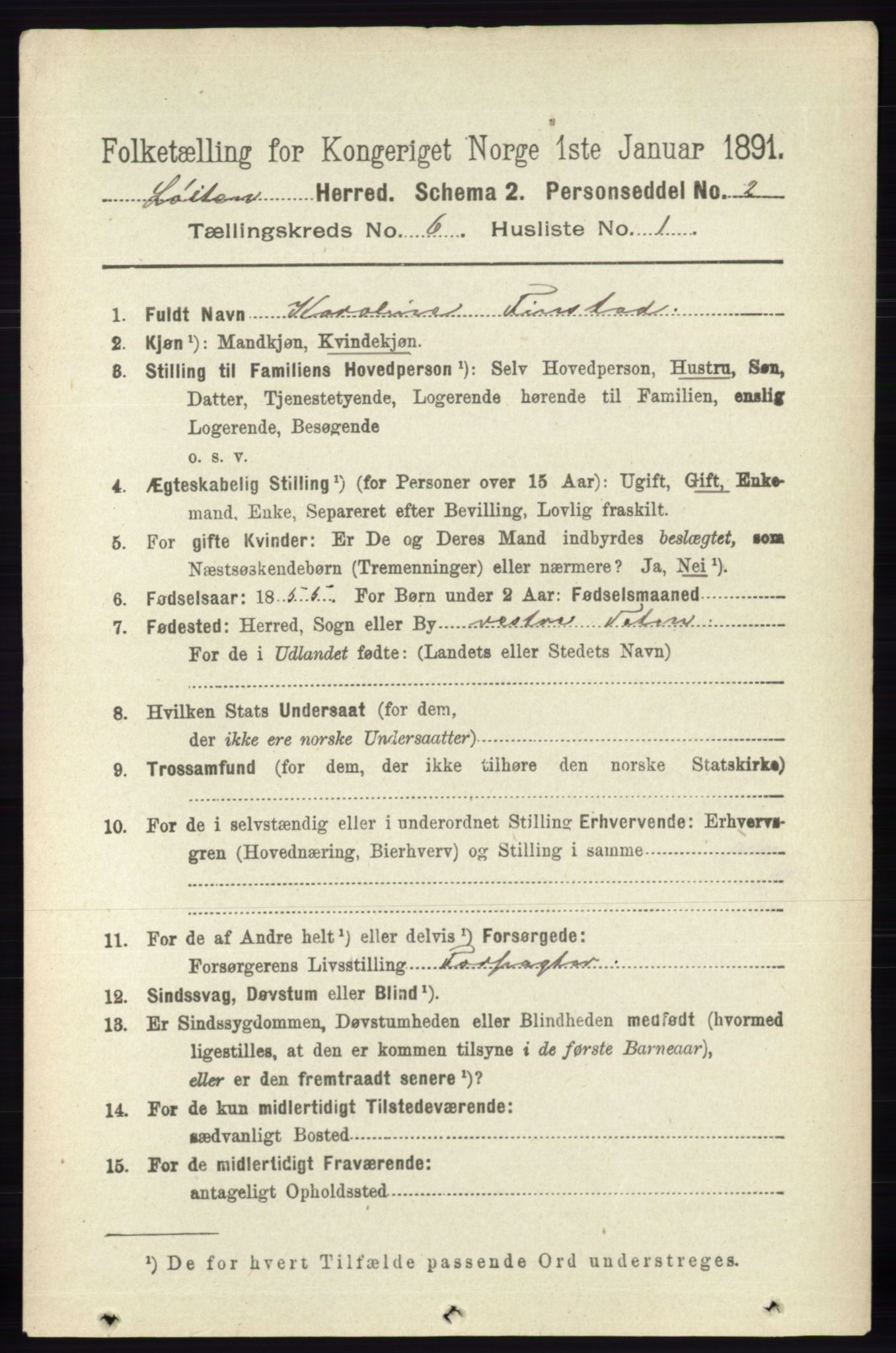 RA, 1891 census for 0415 Løten, 1891, p. 3988