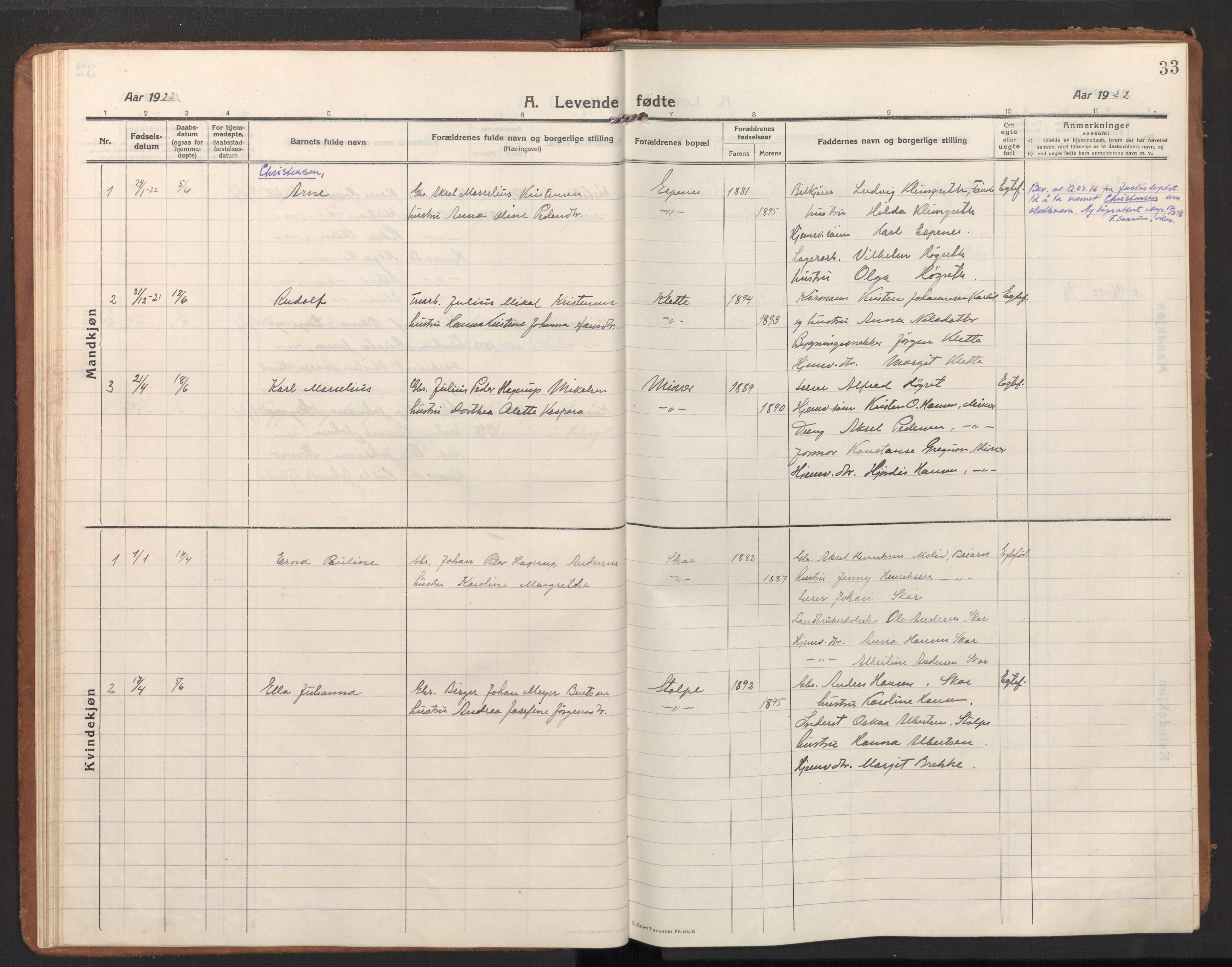 Ministerialprotokoller, klokkerbøker og fødselsregistre - Nordland, AV/SAT-A-1459/848/L0688: Parish register (official) no. 848A01, 1913-1935, p. 33